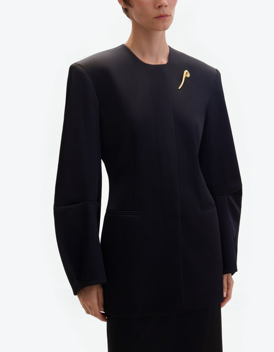 Black satin oval jacket ELENA REVA