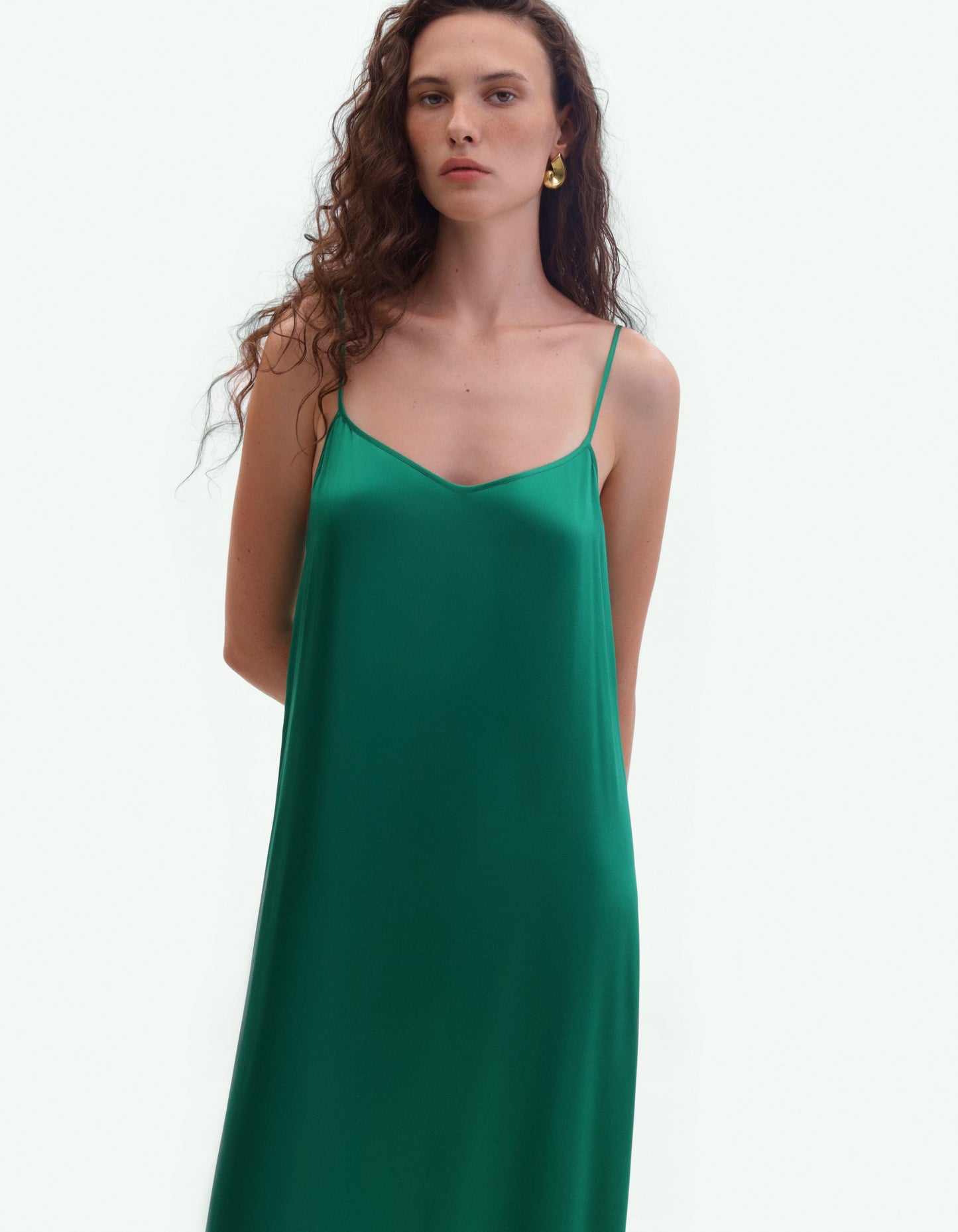 Green silk maxi dress ELENA REVA