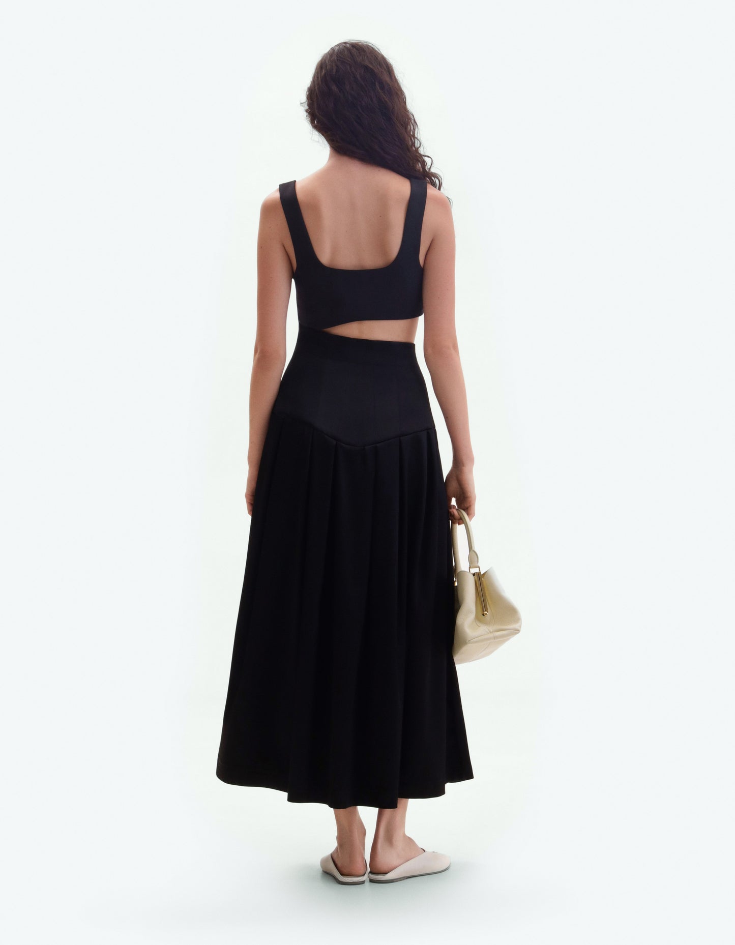 Black midi dress with cutout ELENA REVA