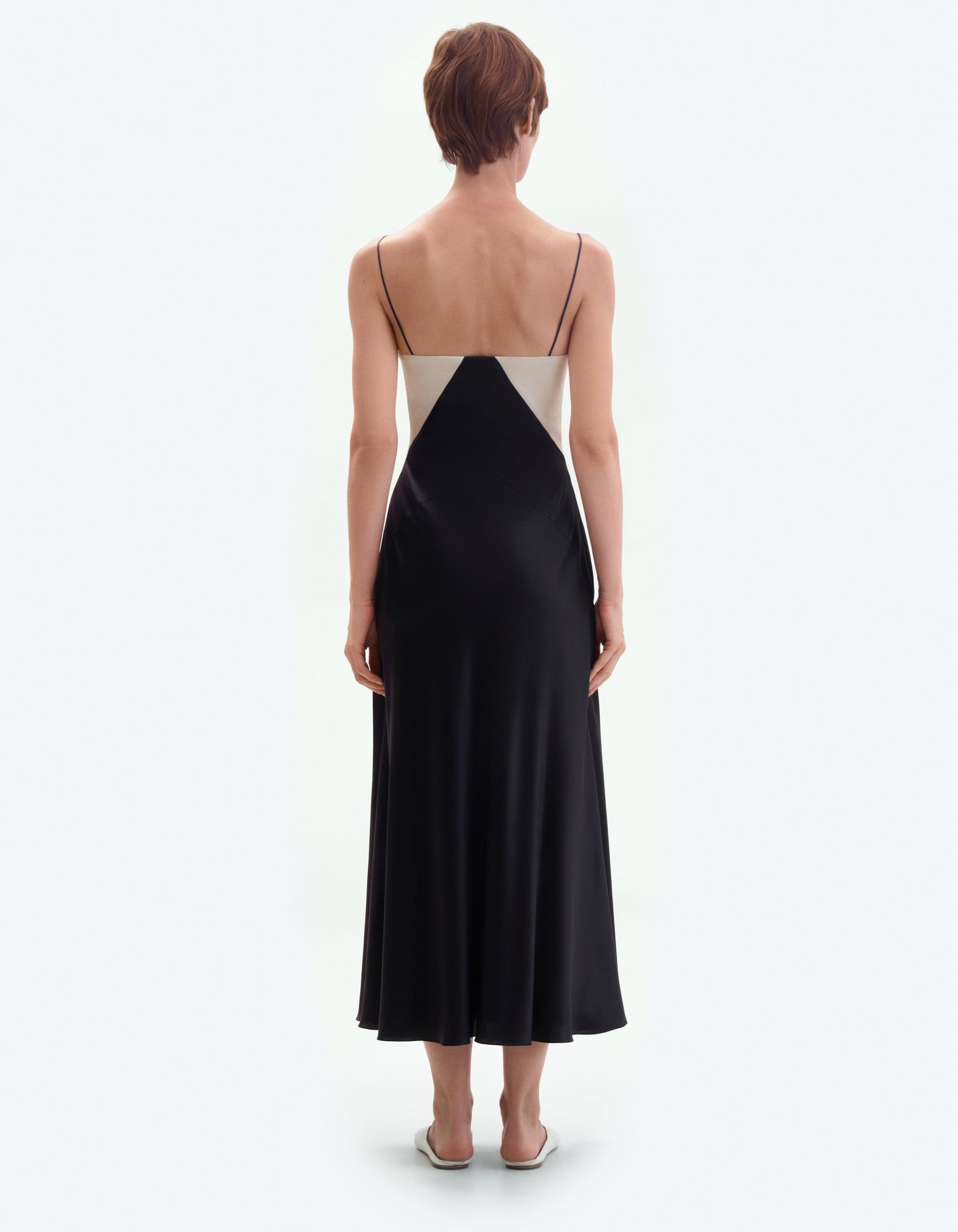 Silk midi dress with cream details ELENA REVA