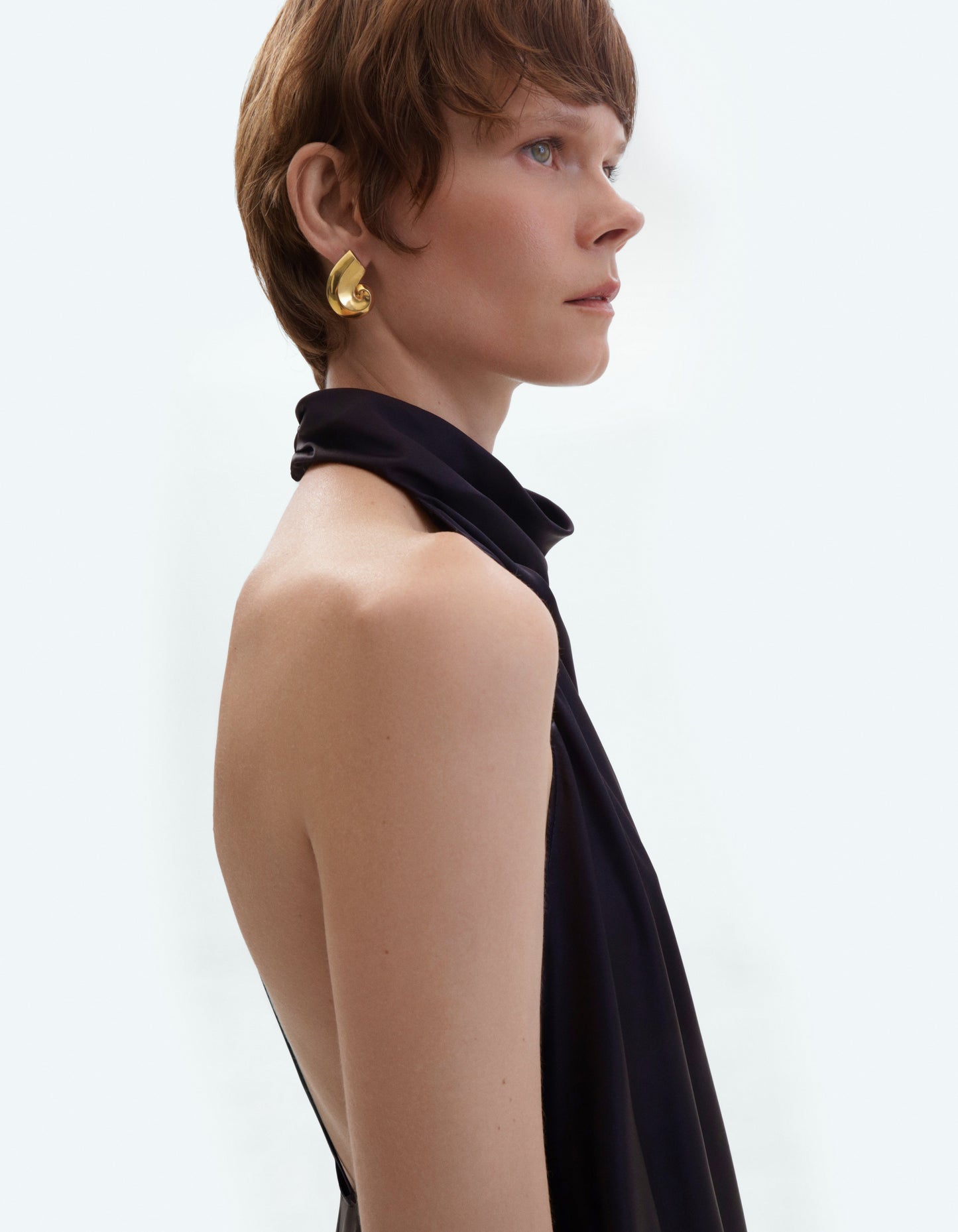 Black silk backless midi dress ELENA REVA