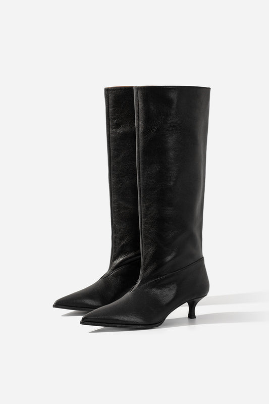 ERICA black shiny leather boots KACHOROVSKA