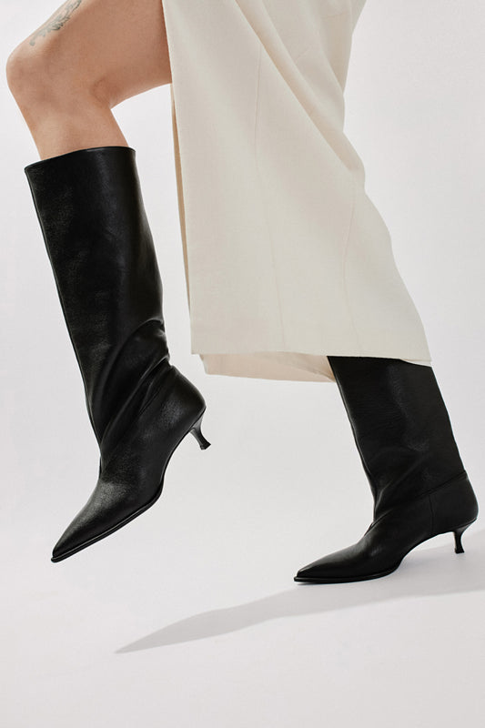Erica black leather boots KACHOROVSKA