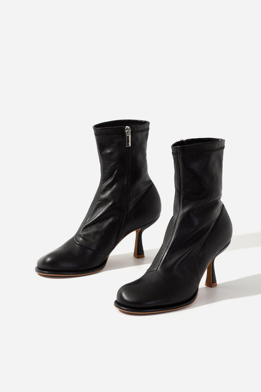 BLANCA black shiny leather ankle boots KACHOROVSKA