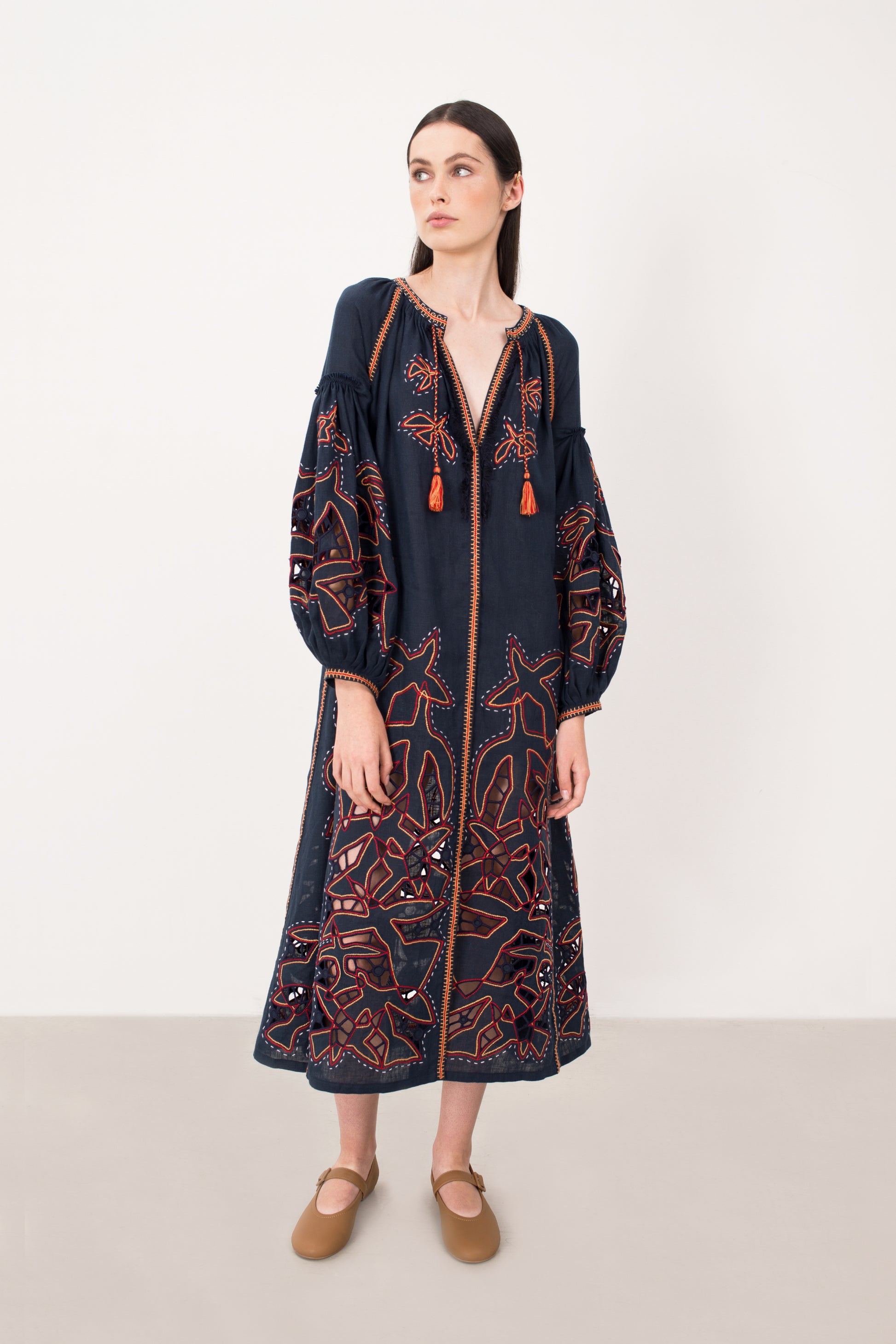 Flying Home Midi Dress in Navy Blue My Sleeping Gypsy Xs / Navy Blue Flying Home Midi Dress in Navy Blue My Sleeping Gypsy Xs / Navy Blue