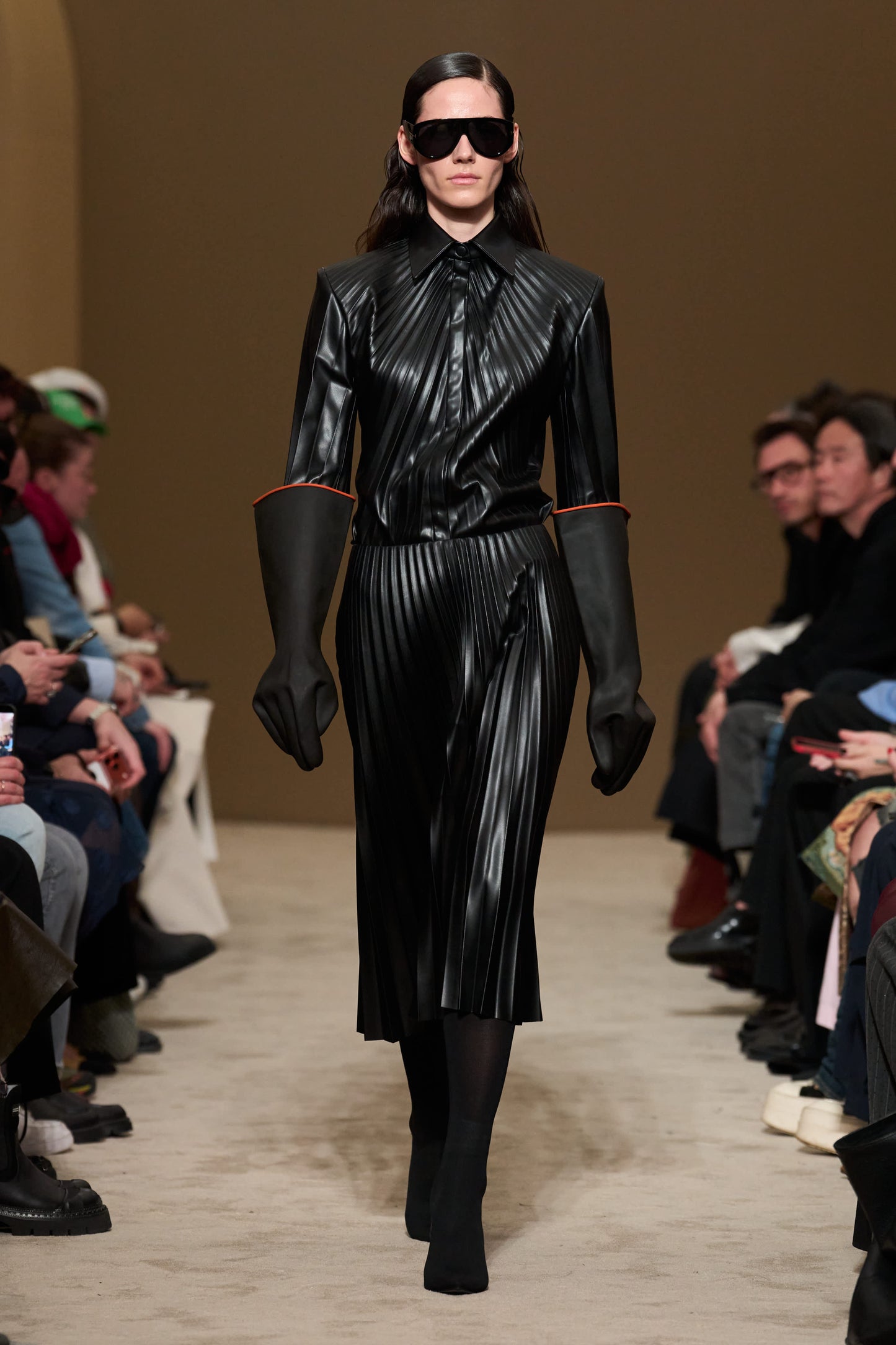 TOP #13 — Pleated Faux Leather Shirt GUDU