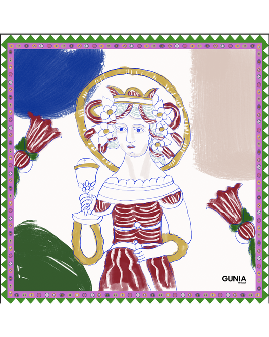 Silk headscarf with Saint Barbara GUNIA PROJECT