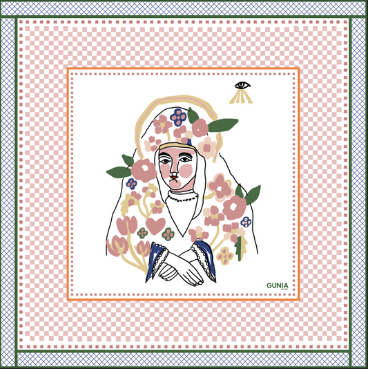 Silk headscarf with Mary, Mother of Jesus GUNIA PROJECT
