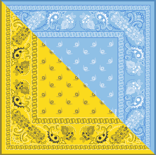 Silk Yellow And Blue Bandana GUNIA PROJECT