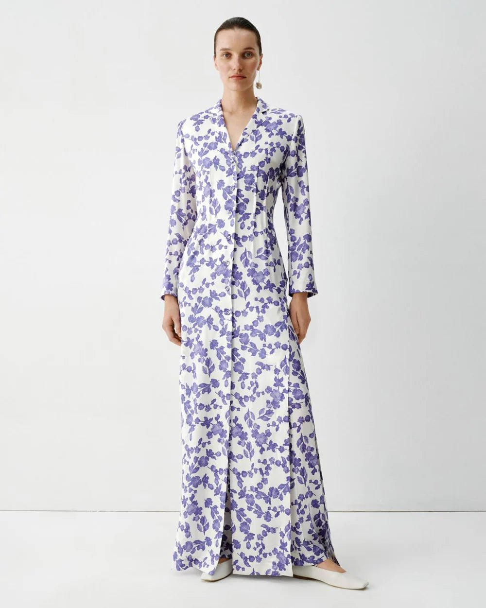 SILK MAXI JACKET WITH FLORAL PRINT ELENA REVA