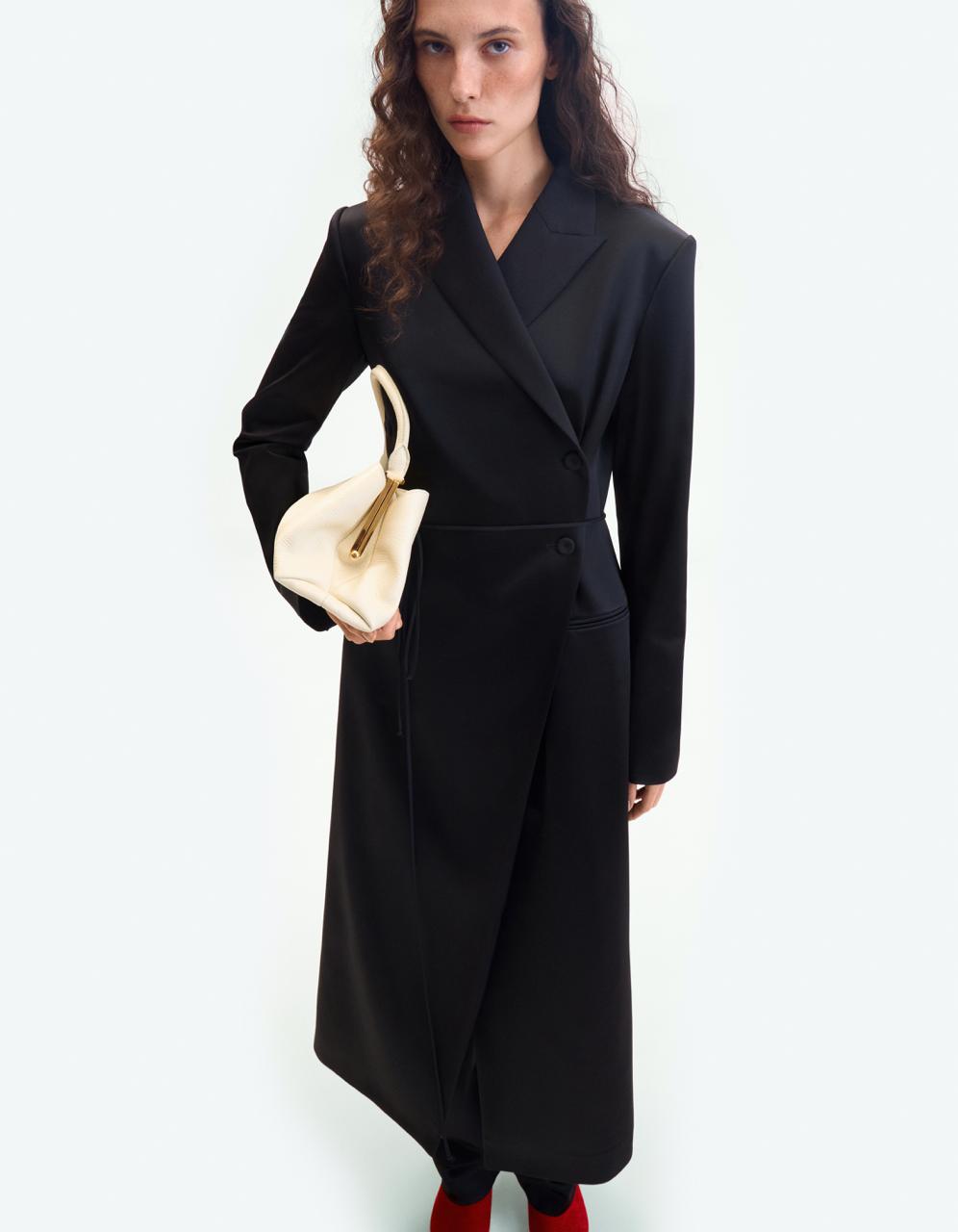 Black satin midi dress ELENA REVA