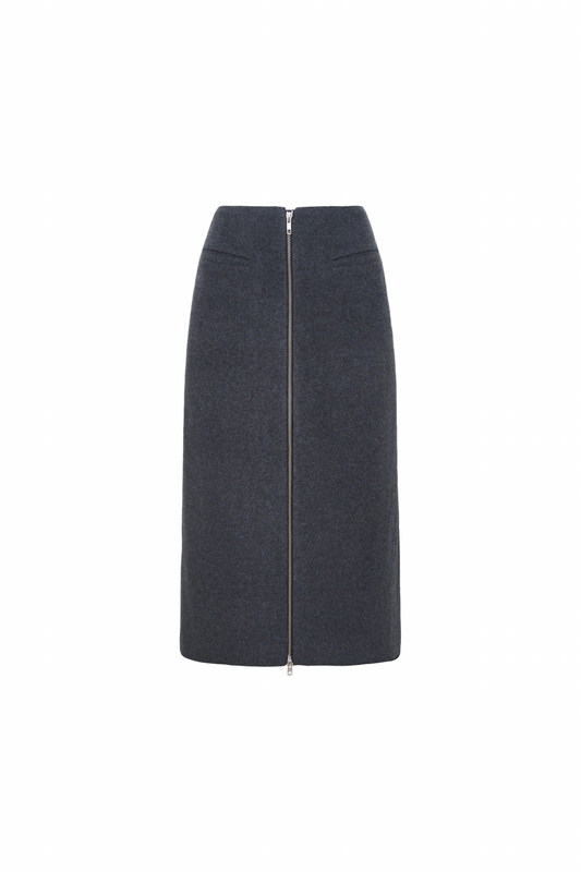 SKIRT#11 — Straight-Cut Wool Midi Skirt GUDU