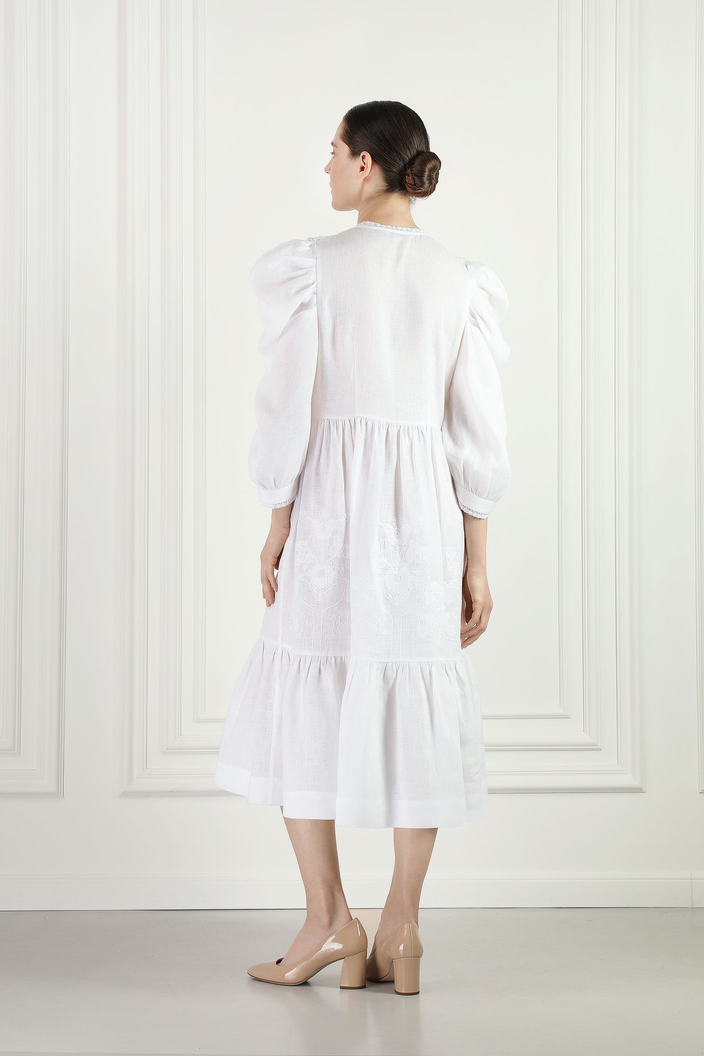 Family tree white midi dress FOBERINI