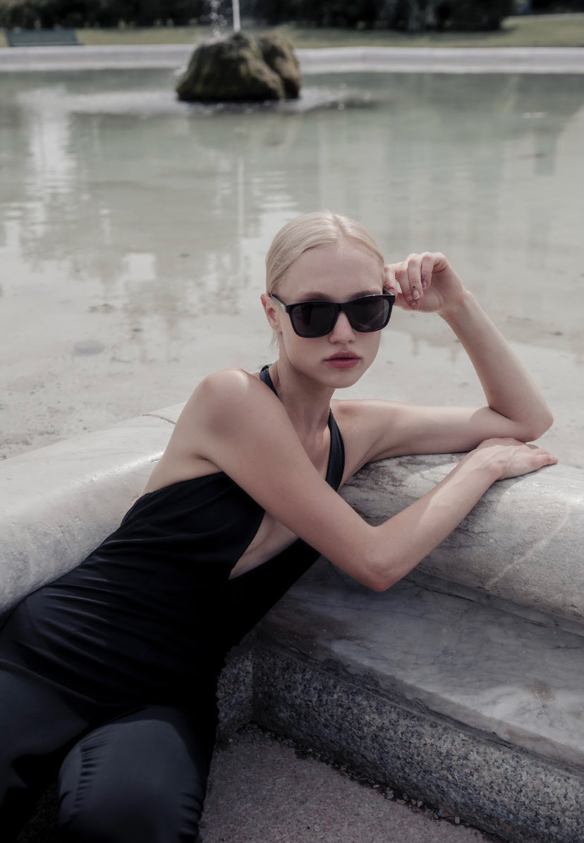 Black jumpsuit with an open back NOVITSKA