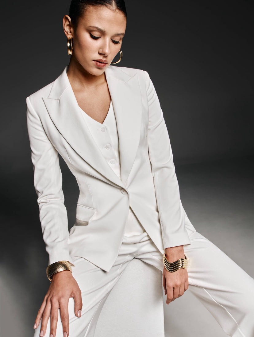 Ivory high waisted wide leg trousers NOVITSKA