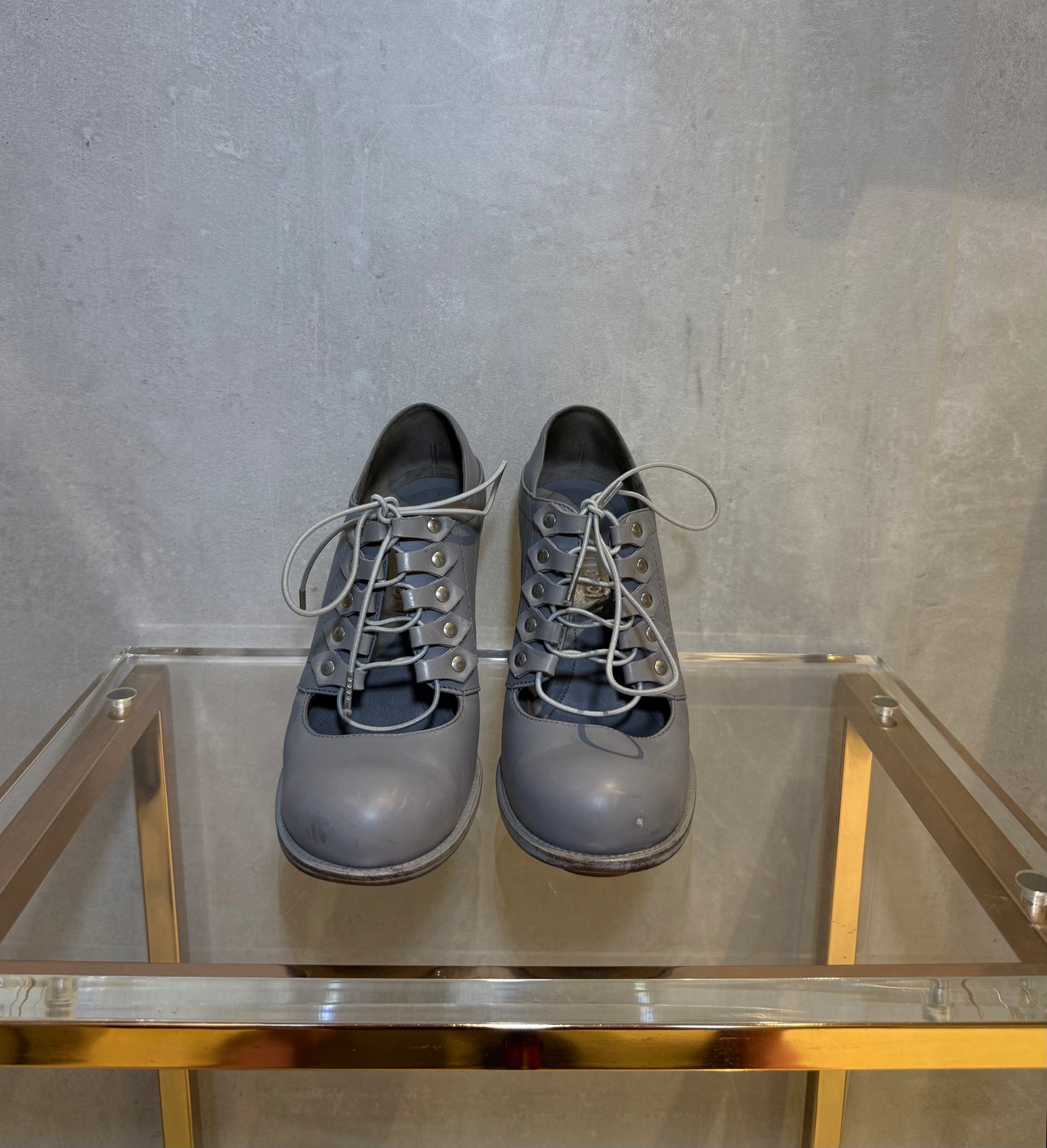 Grey Leather Platform Lace-Up Heels ALEXANDER MCQUEEN (Pre-Owned)