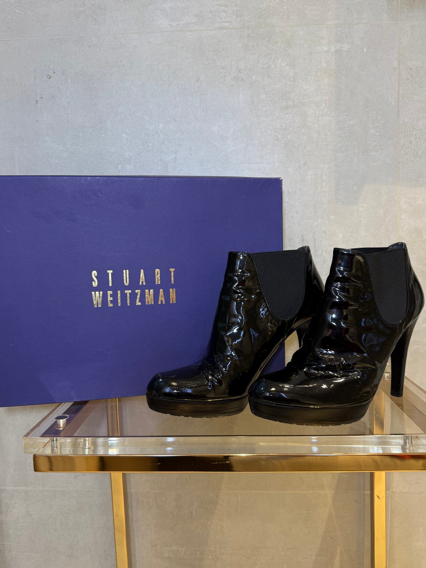 Whoop Black Patent Leather Ankle Boots STUART WEITZMAN (Pre-Owned)