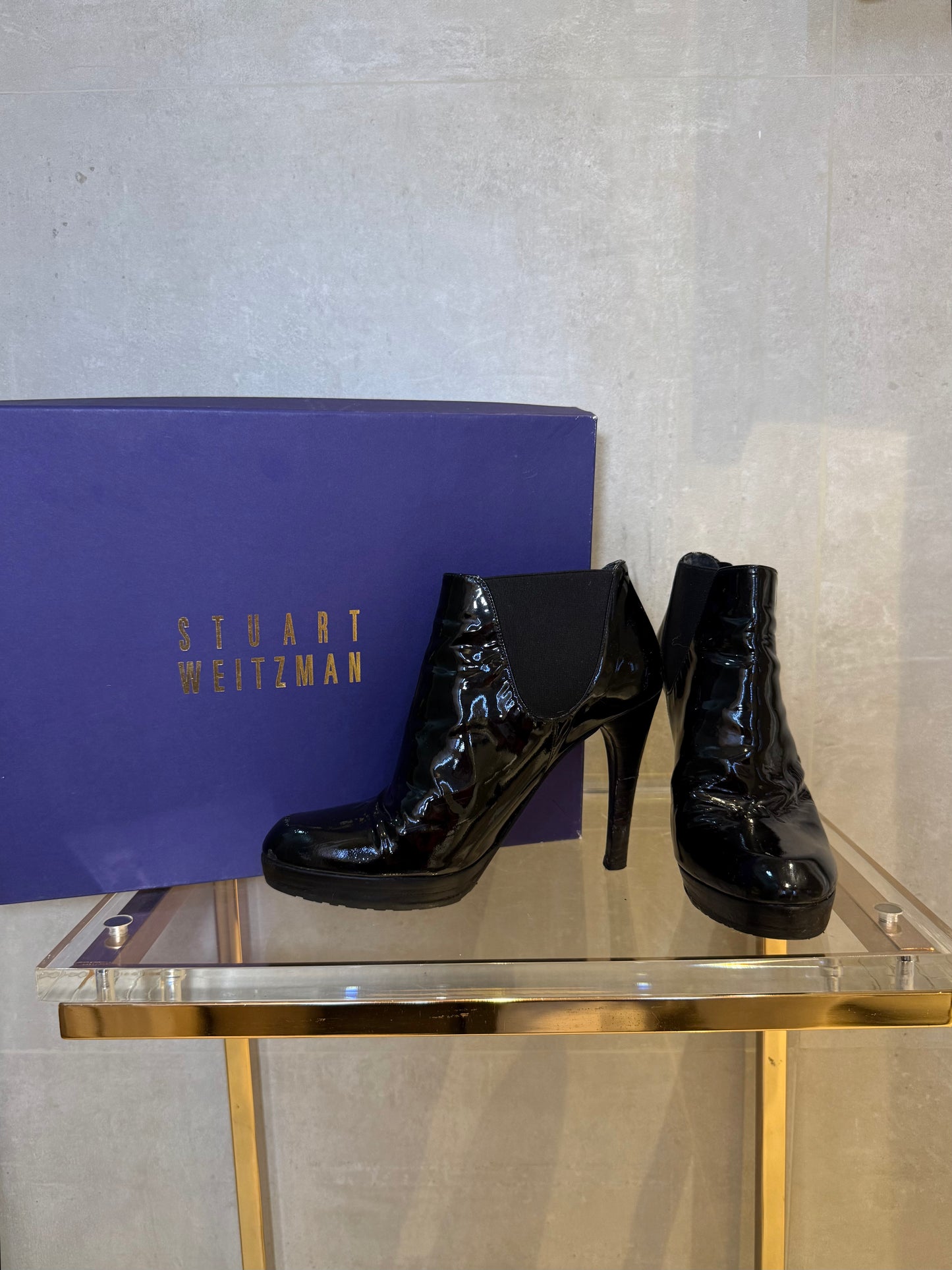 Whoop Black Patent Leather Ankle Boots STUART WEITZMAN (Pre-Owned)
