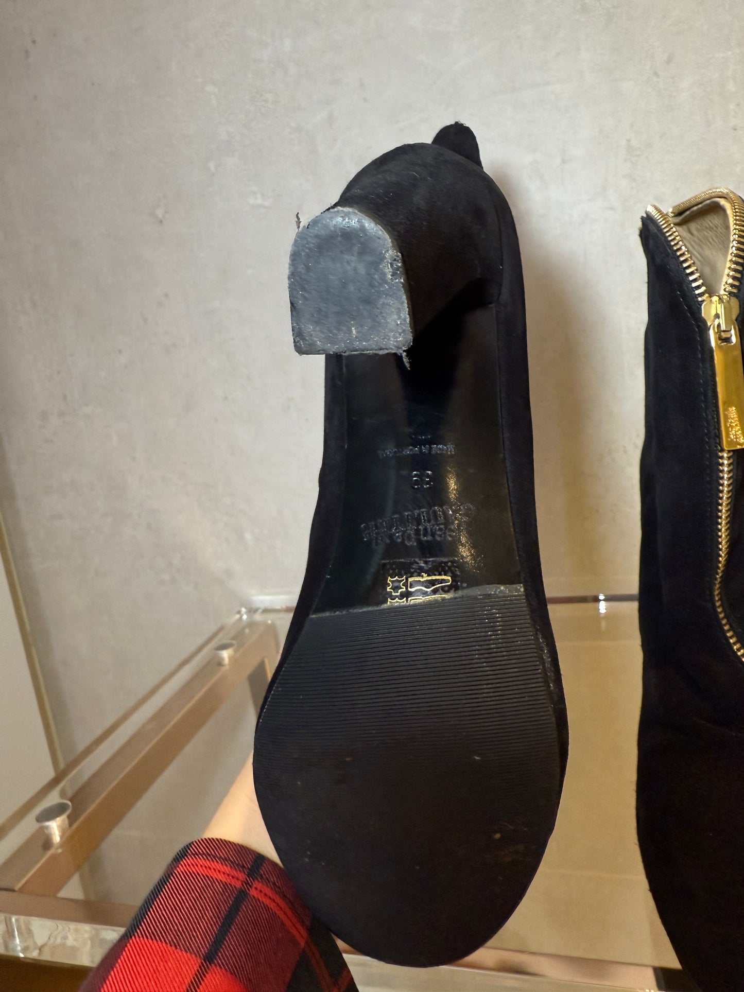 Black Suede Ankle Boots with Gold Zipper JEAN PAUL GAULTIER (Pre-Owned)
