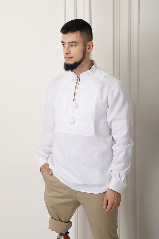 "Embroidery history" white shirt FOBERINI