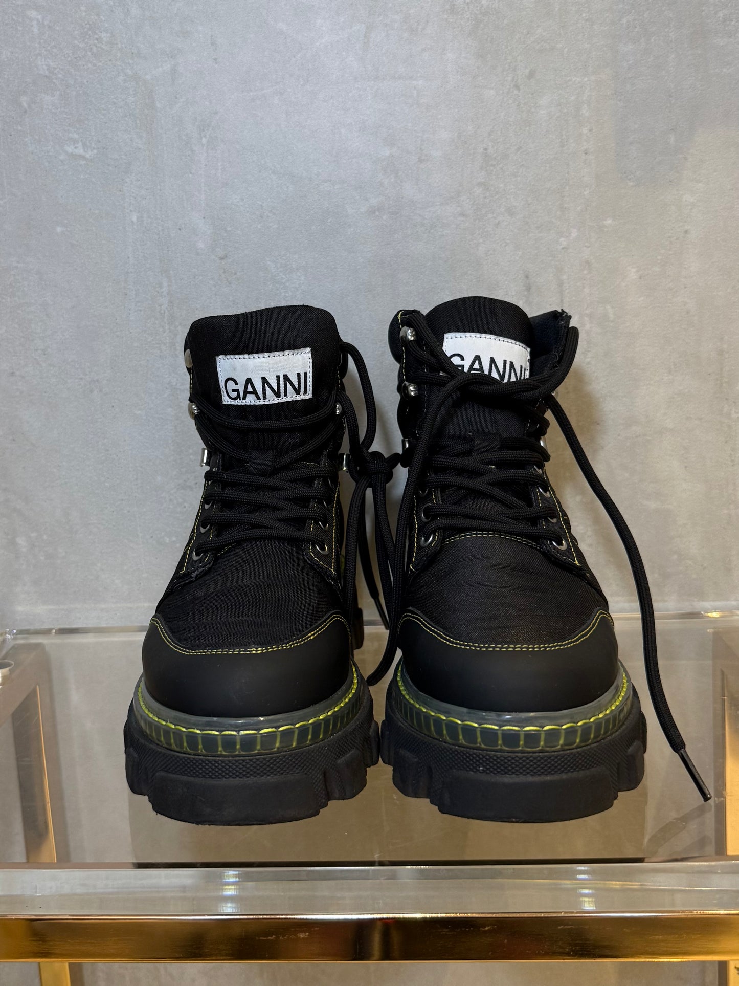 Black Platform Combat Boots GANNI (Pre-Owned)