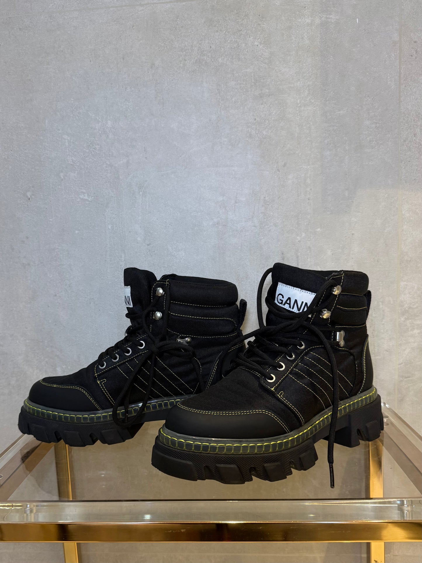 Black Platform Combat Boots GANNI (Pre-Owned)