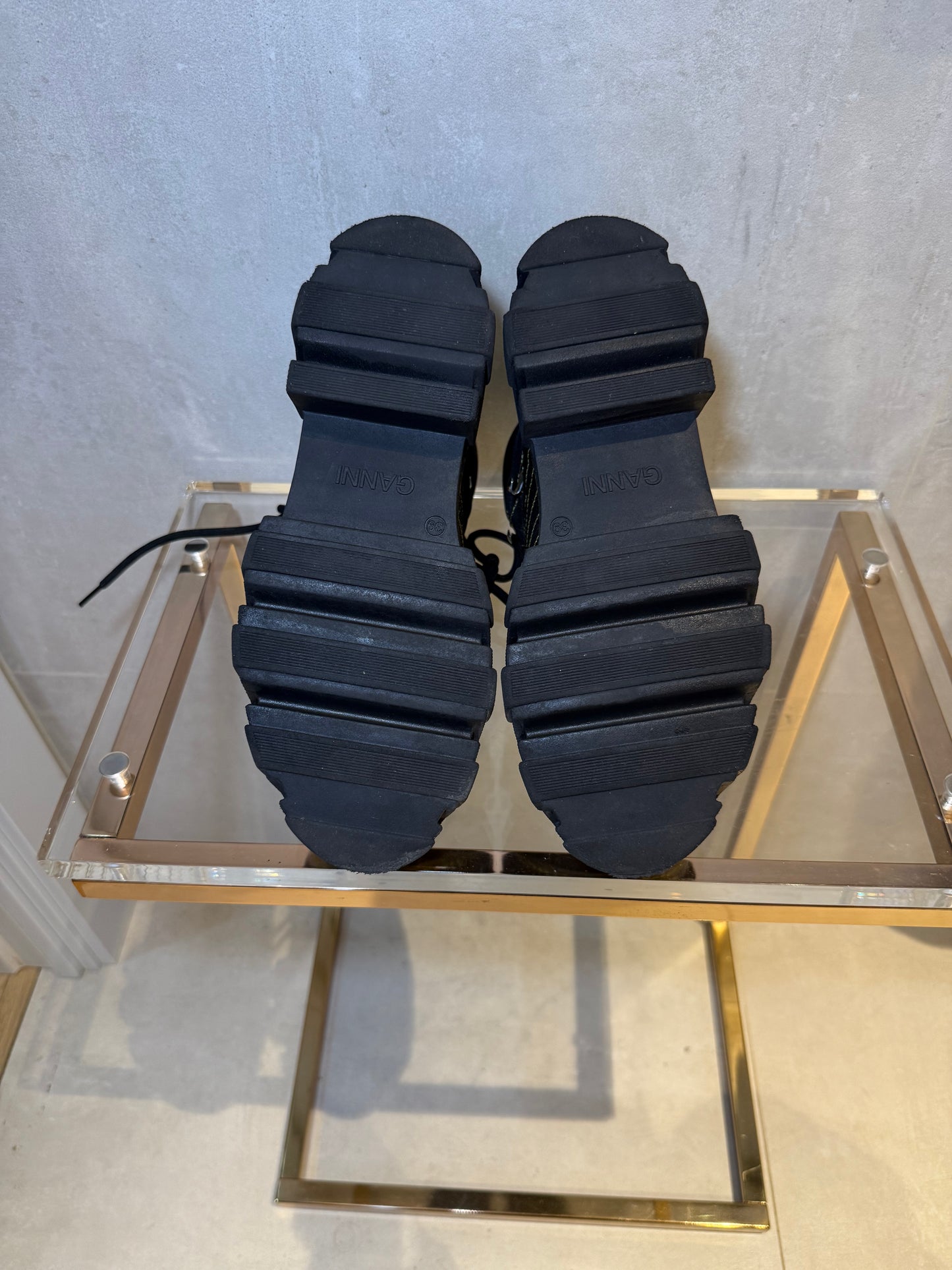 Black Platform Combat Boots GANNI (Pre-Owned)