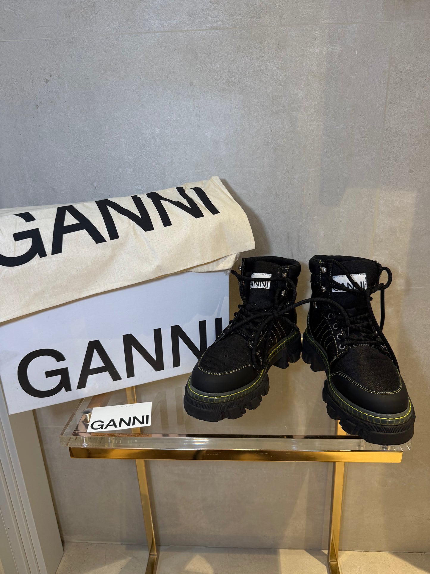 Black Platform Combat Boots GANNI (Pre-Owned)