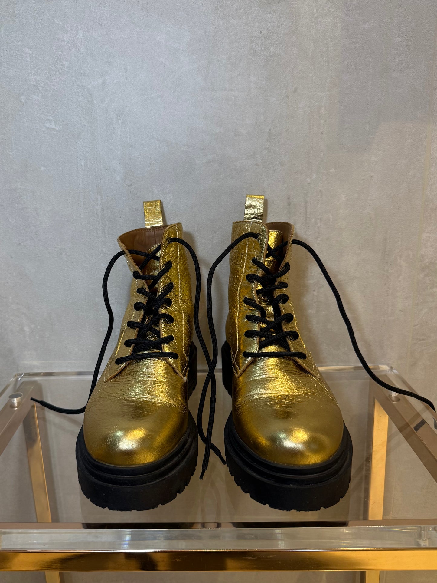 One-of-a-Kind Gold Platform Boots KACHOROVSKA (Pre-Owned)