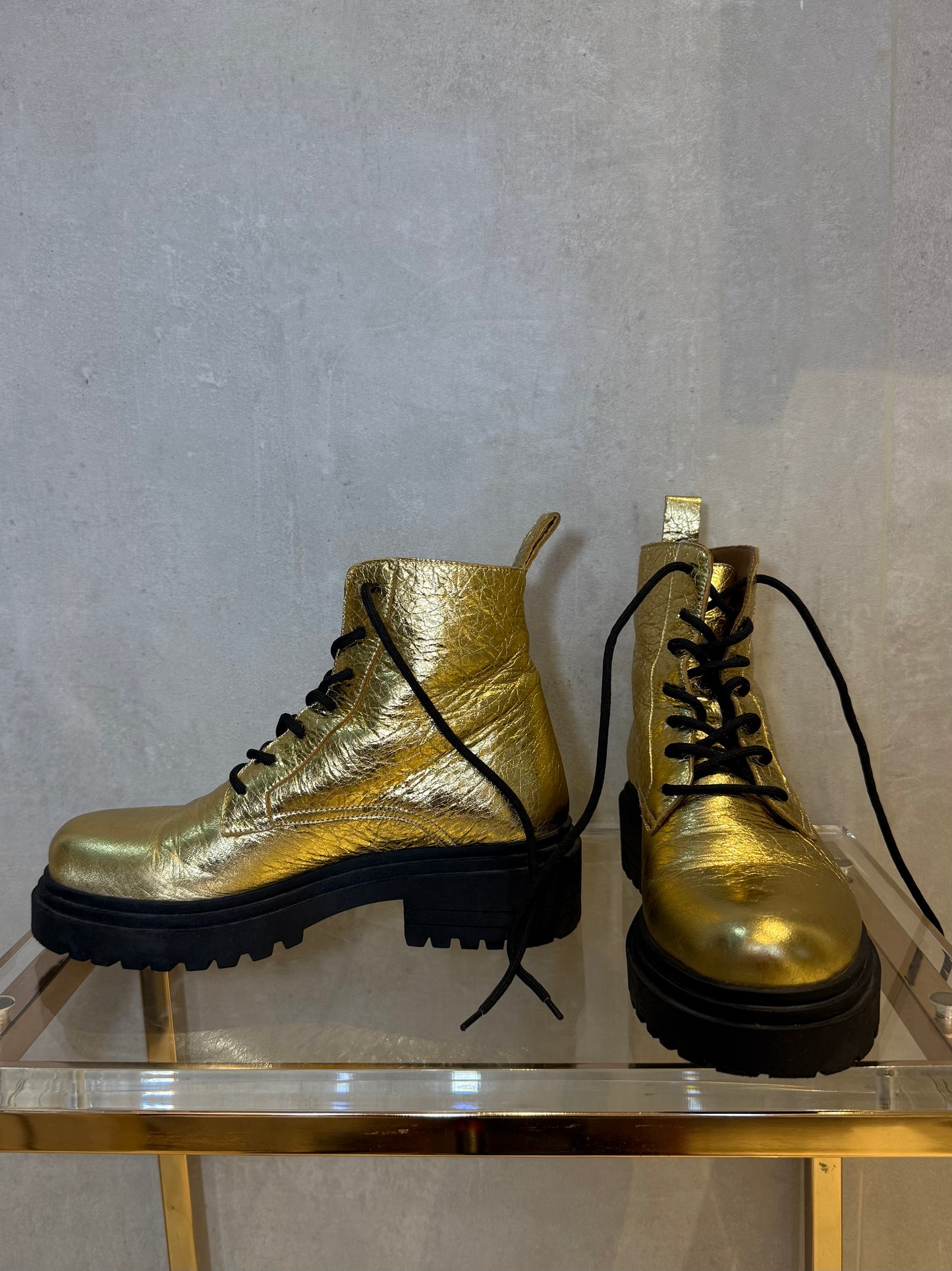 One-of-a-Kind Gold Platform Boots KACHOROVSKA (Pre-Owned)