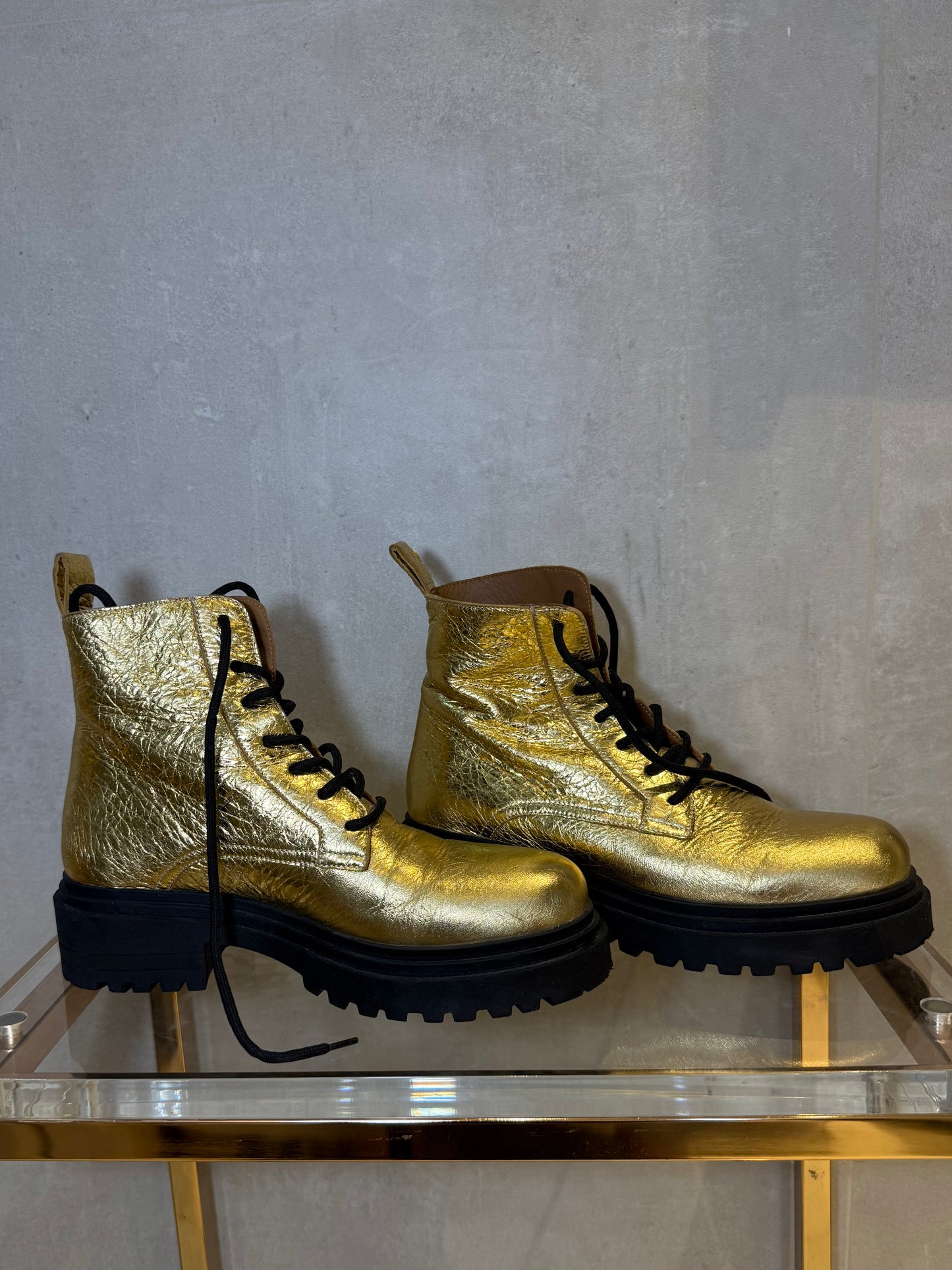 One-of-a-Kind Gold Platform Boots KACHOROVSKA (Pre-Owned)