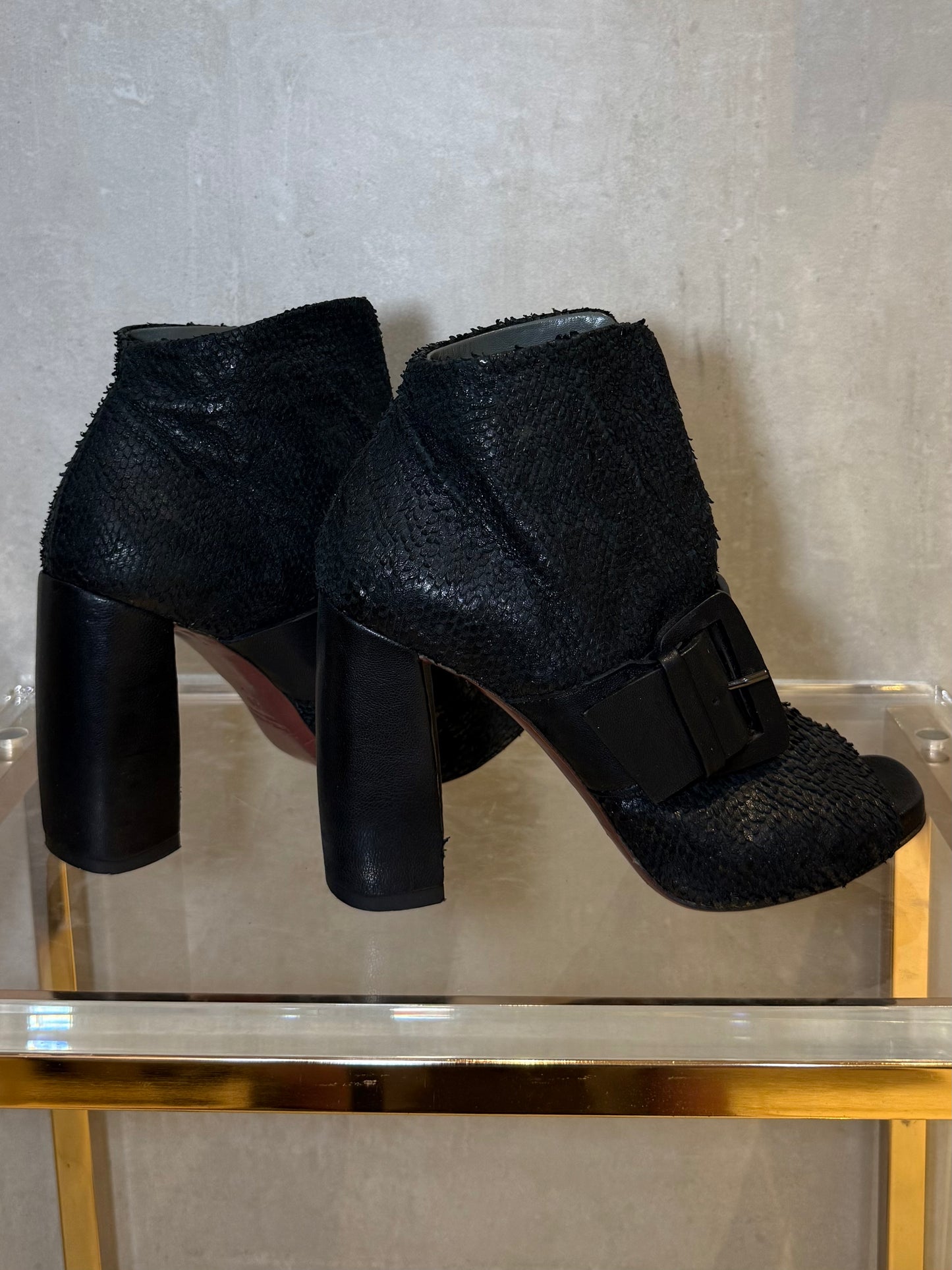 Heeled Ankle Boots Black Leather VERO CUOIO (Pre-Owned)