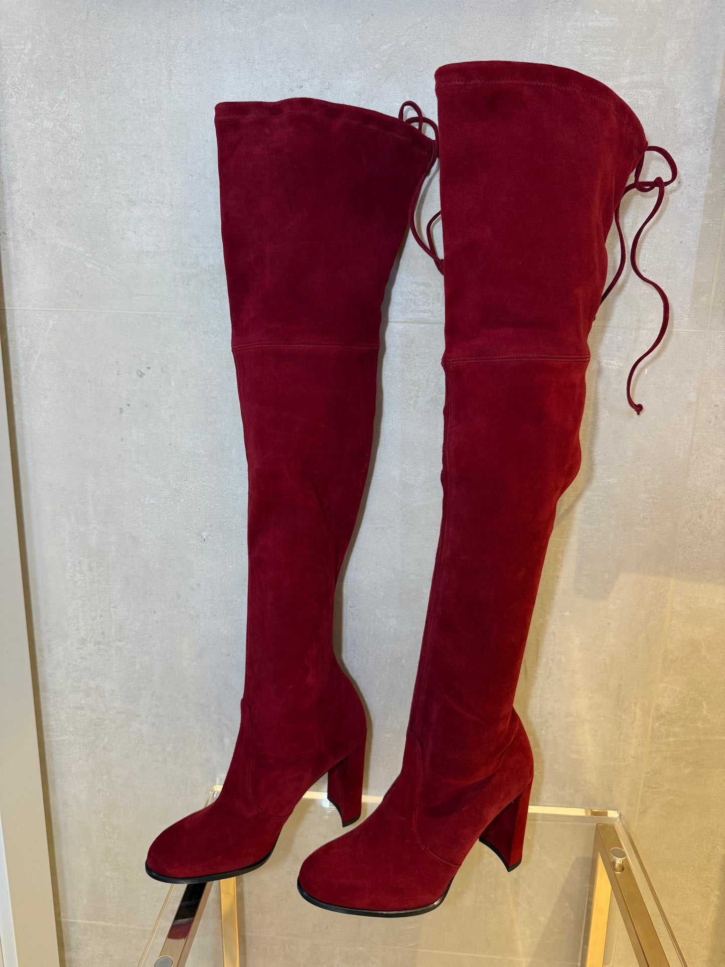 Scarlet Suede Over-The-Knee Boots Heel  STUART WEITZMAN (Pre-Owned)