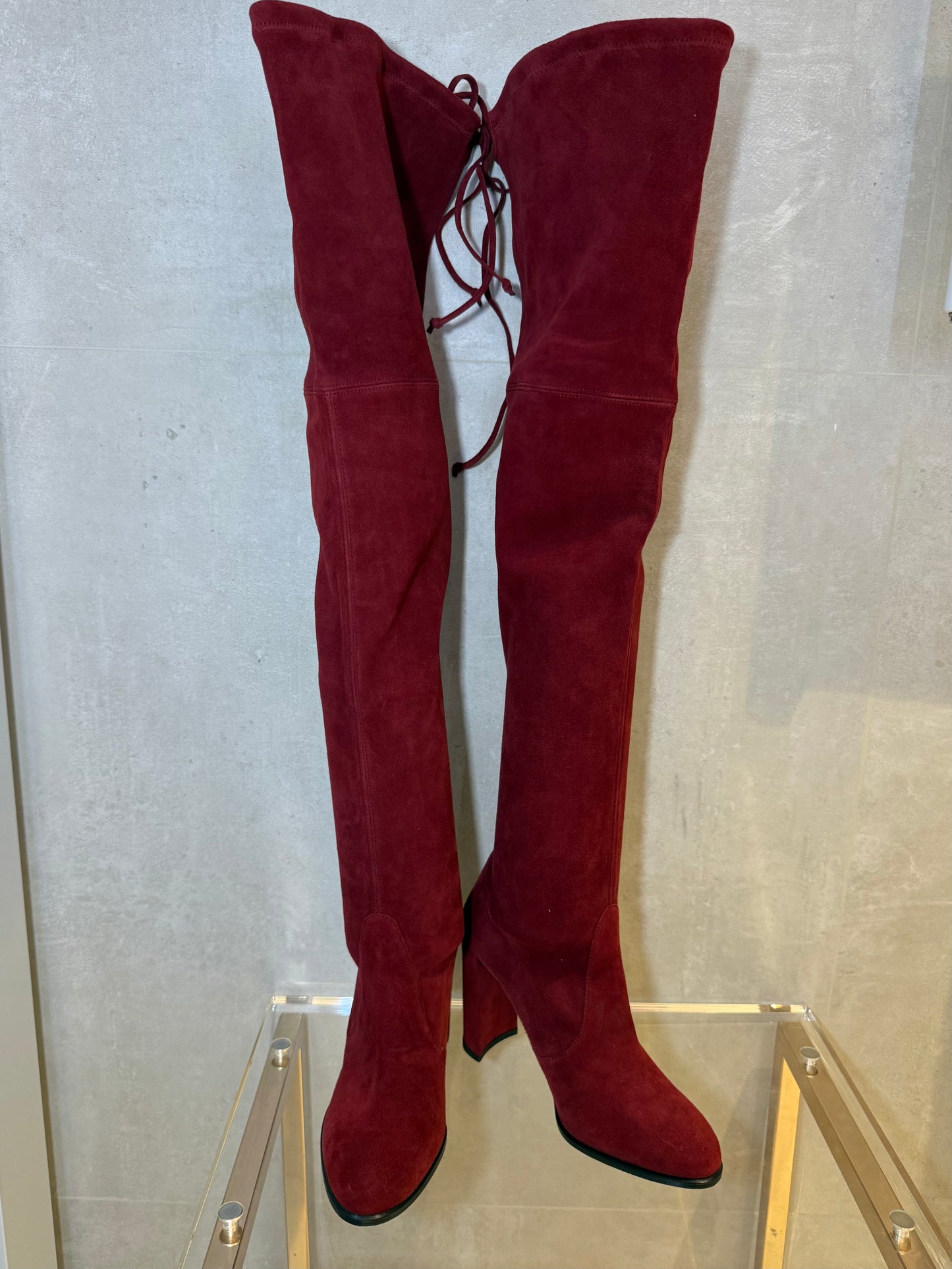 Scarlet Suede Over-The-Knee Boots Heel  STUART WEITZMAN (Pre-Owned)