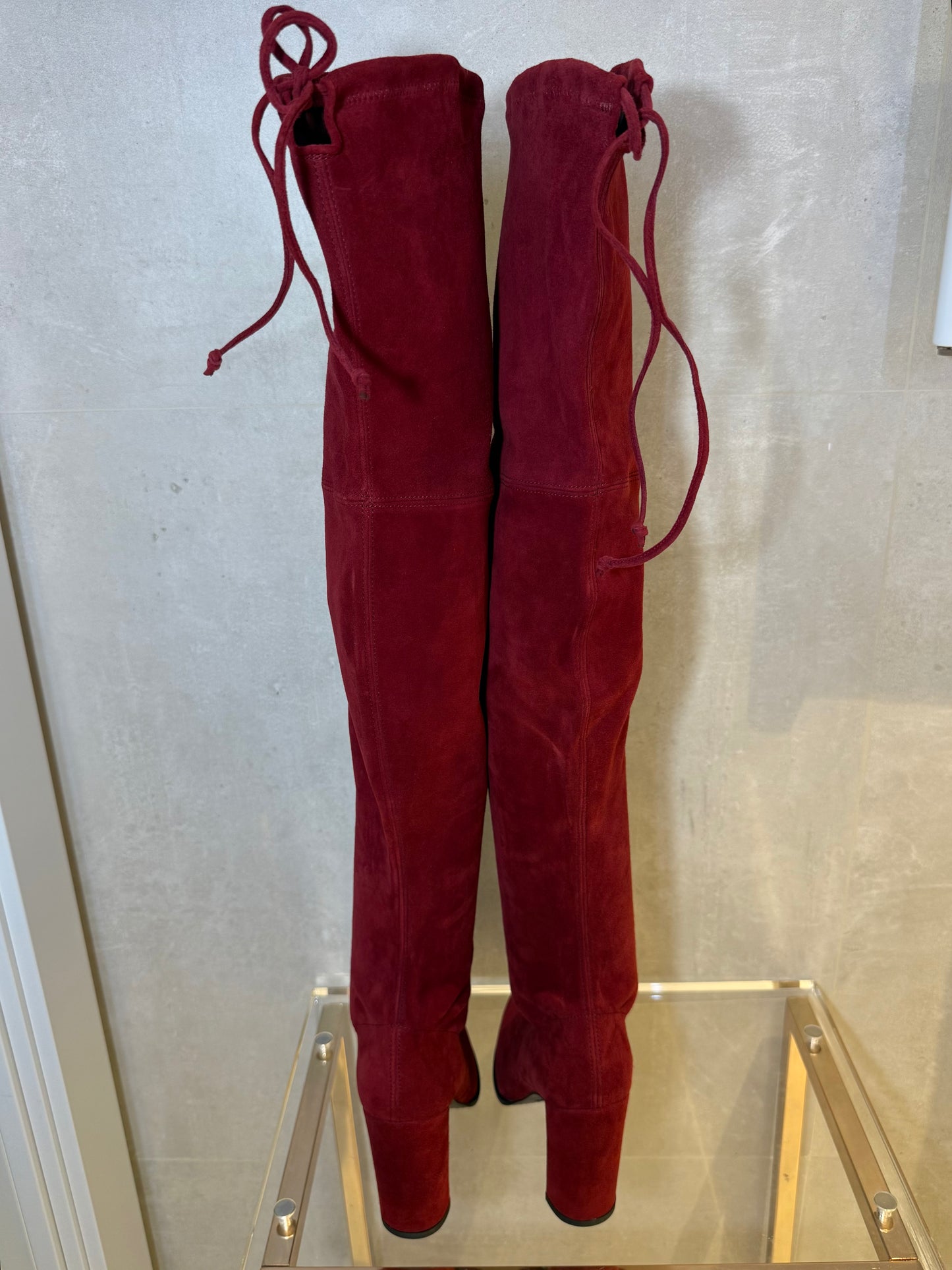 Scarlet Suede Over-The-Knee Boots Heel  STUART WEITZMAN (Pre-Owned)