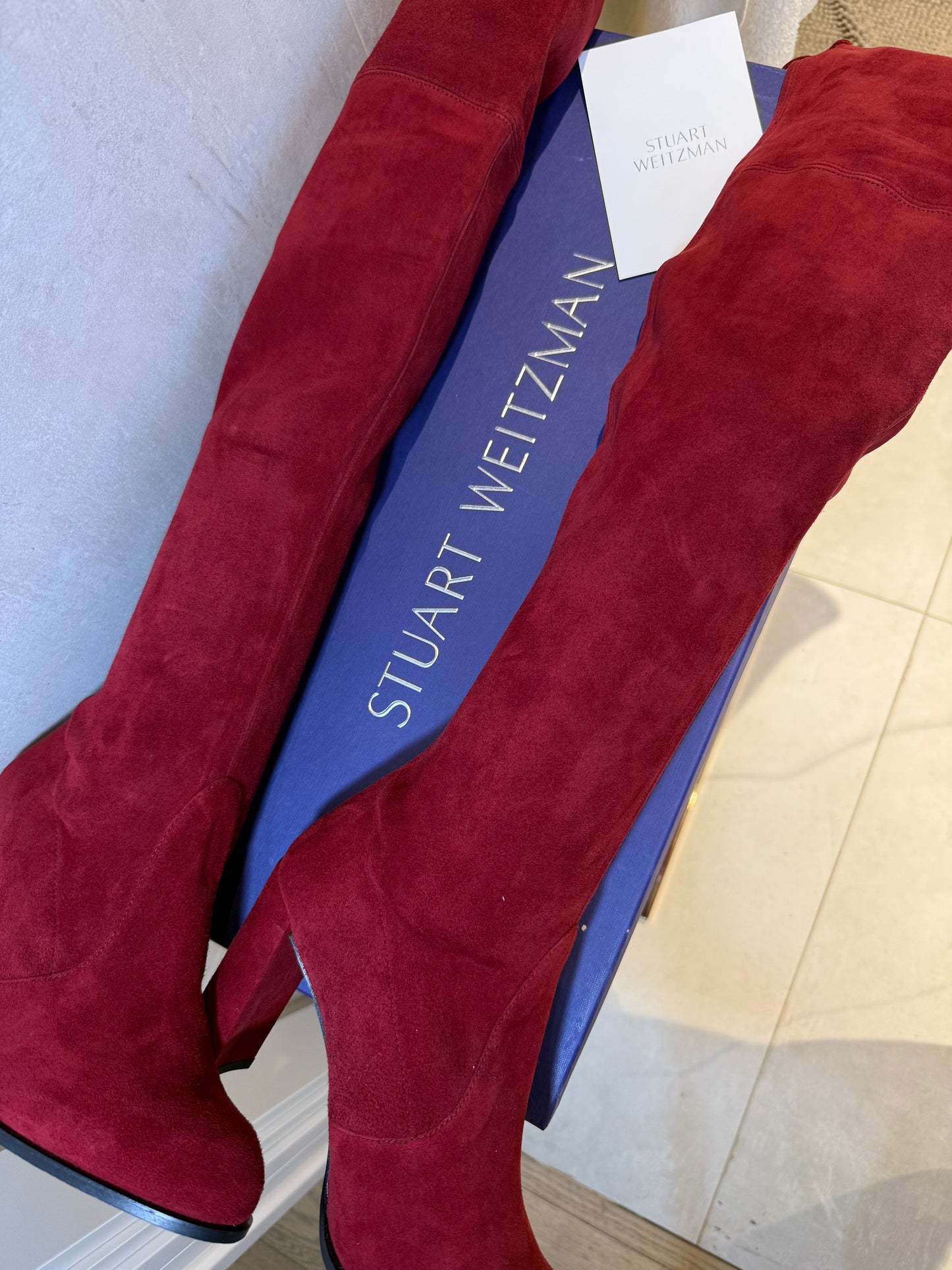 Scarlet Suede Over-The-Knee Boots Heel  STUART WEITZMAN (Pre-Owned)