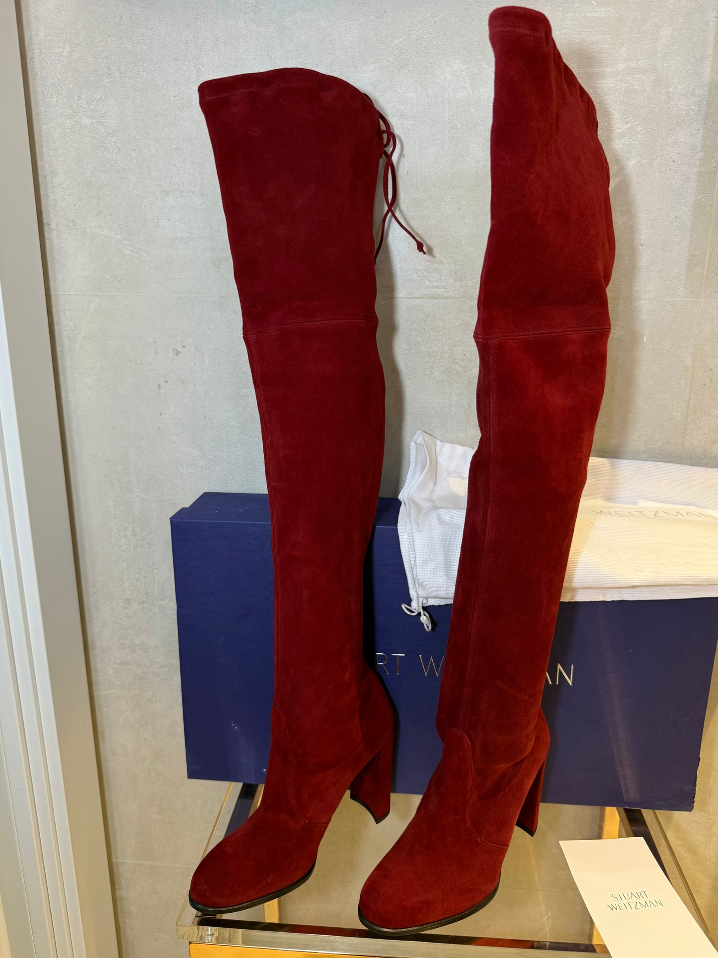 Scarlet Suede Over-The-Knee Boots Heel  STUART WEITZMAN (Pre-Owned)