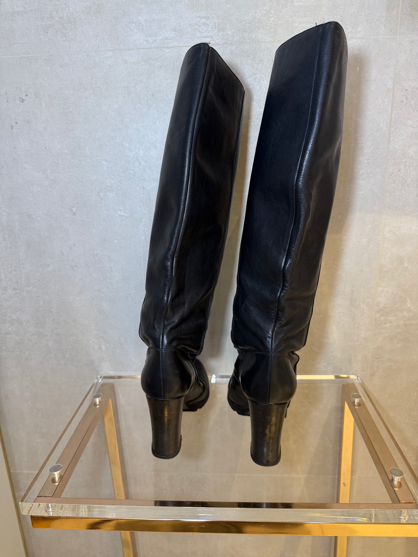 Black Leather Knee-High Boots MM6 MAISON MARGIELA (Pre-Owned)