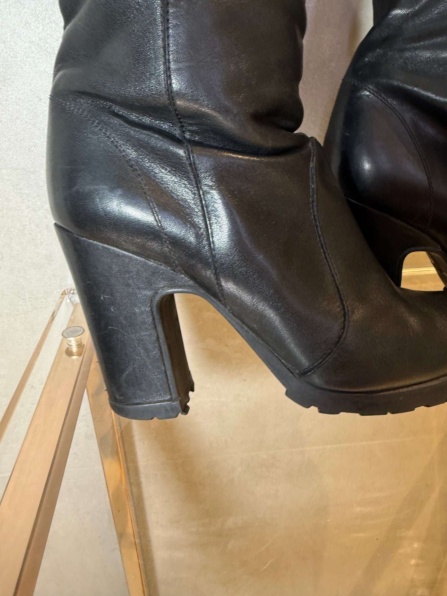 Black Leather Knee-High Boots MM6 MAISON MARGIELA (Pre-Owned)