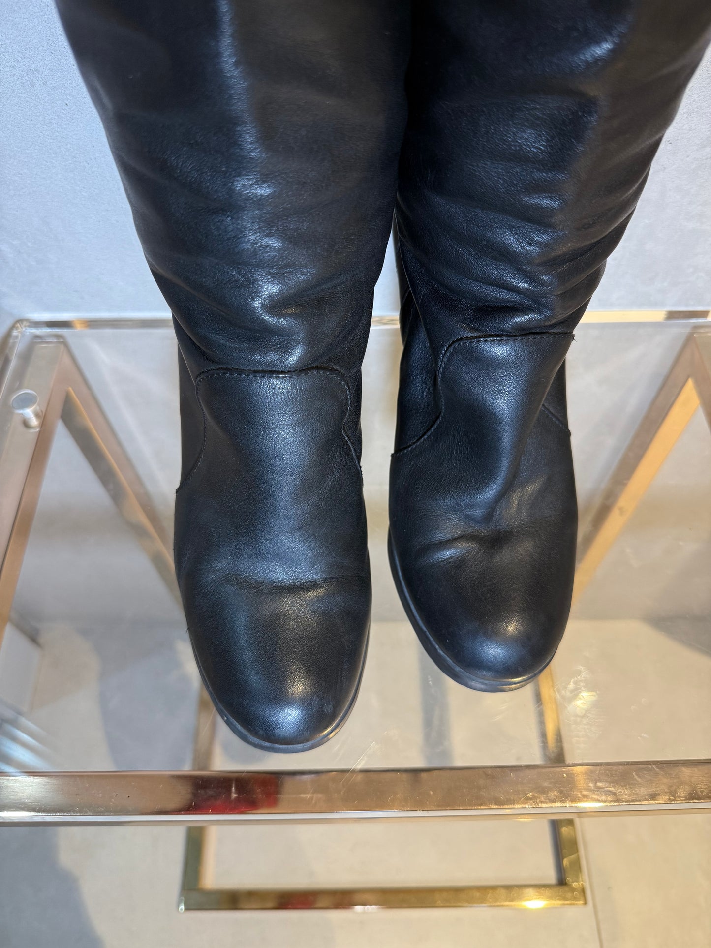 Black Leather Knee-High Boots MM6 MAISON MARGIELA (Pre-Owned)