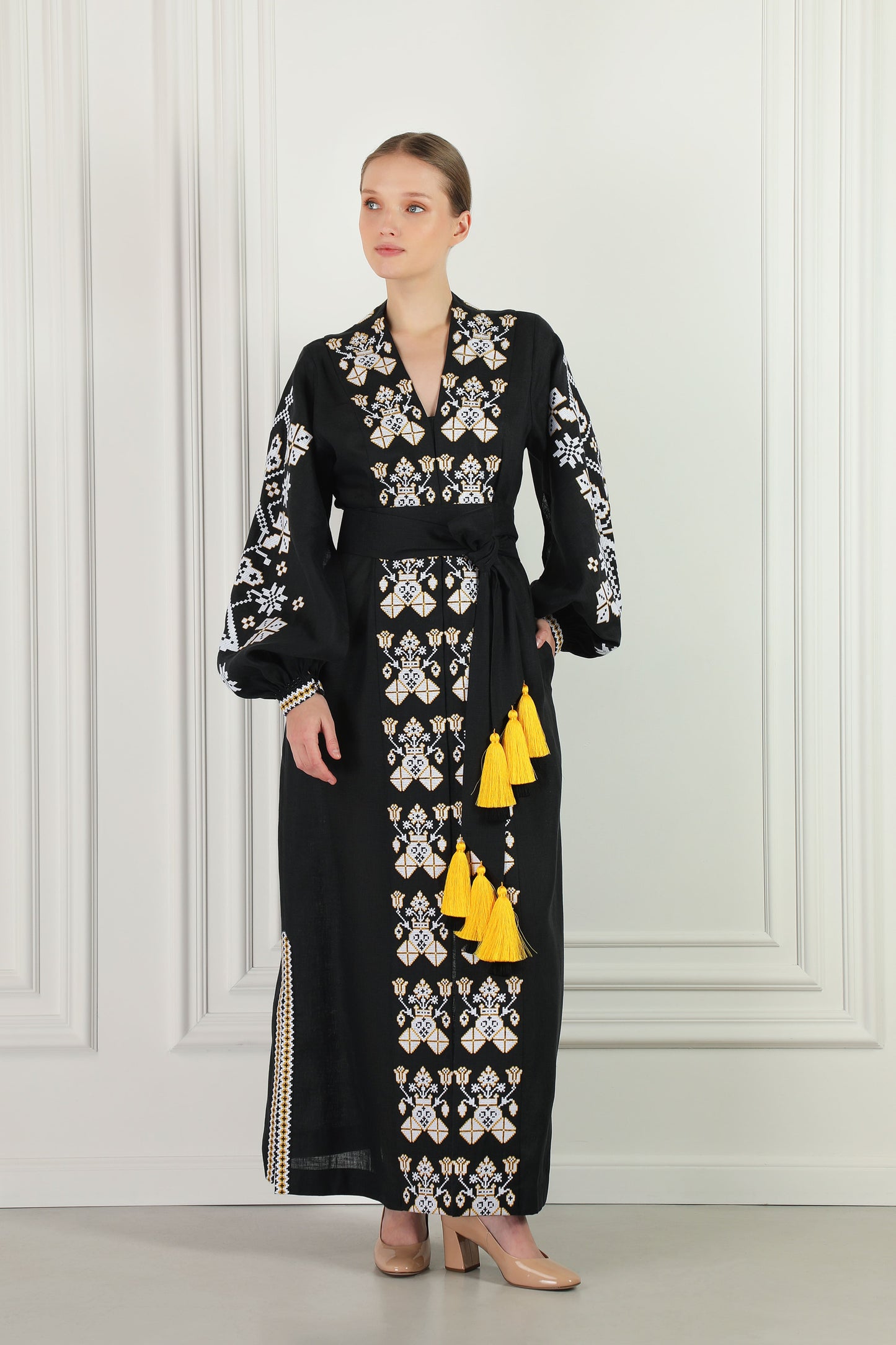 Flower of desert Black Maxi Dress FOBERINI