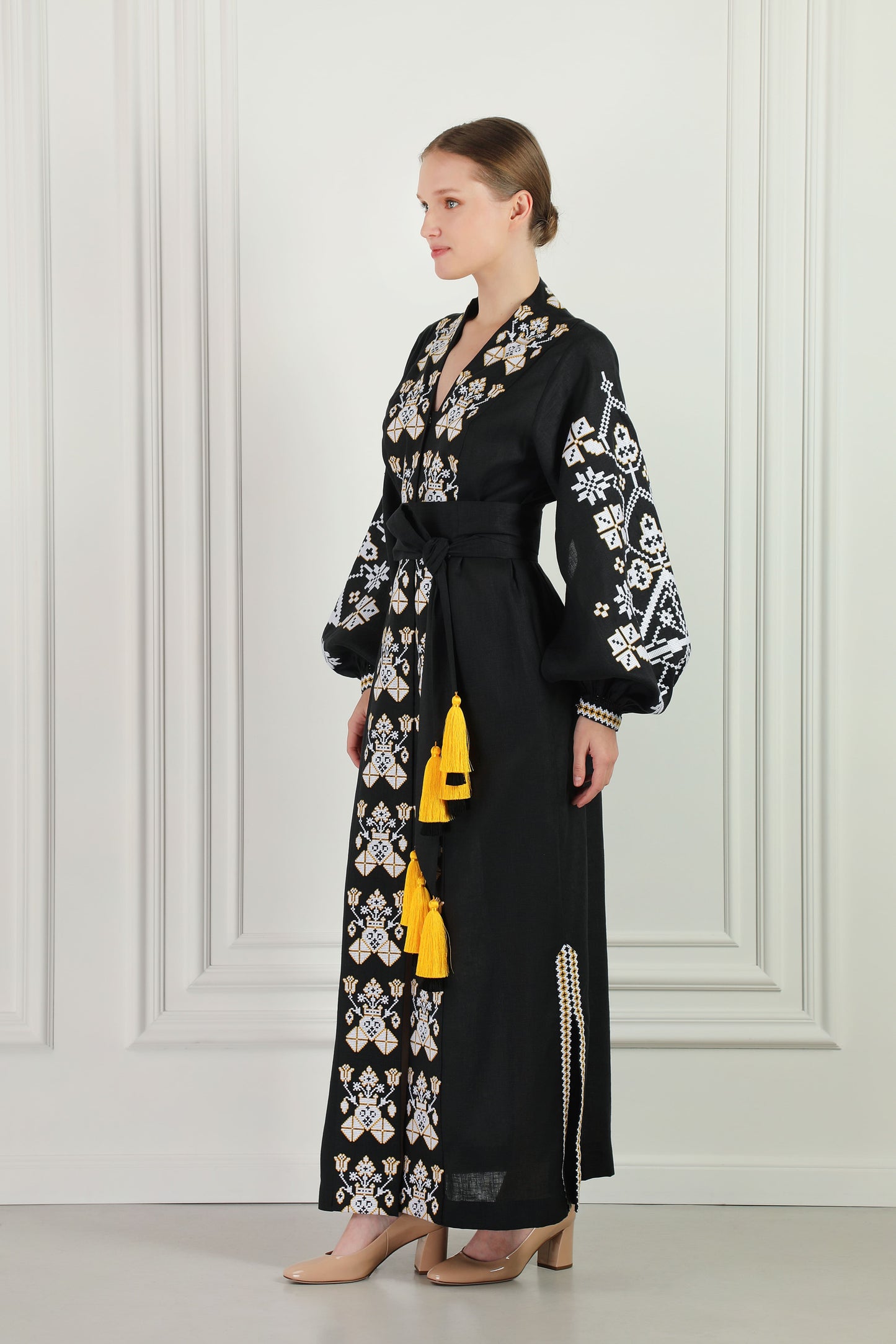 Flower of desert Black Maxi Dress FOBERINI