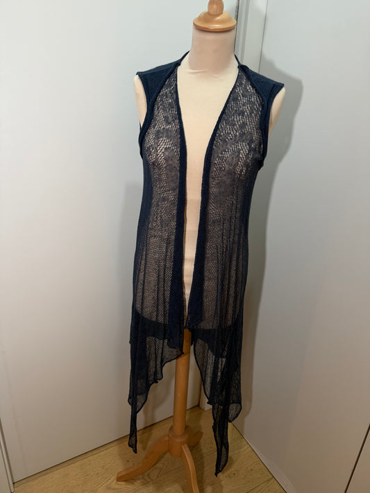 Navy Sheer Knit Vest Long DAVID VALLS (Pre-Owned)
