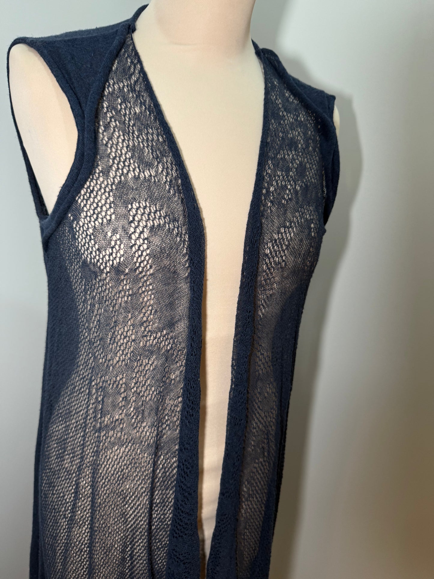 Navy Sheer Knit Vest Long DAVID VALLS (Pre-Owned)