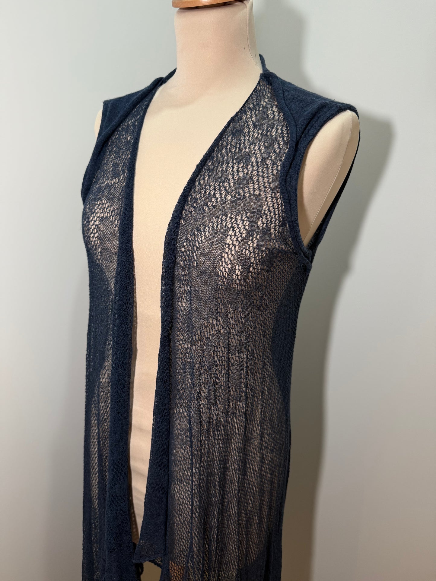 Navy Sheer Knit Vest Long DAVID VALLS (Pre-Owned)