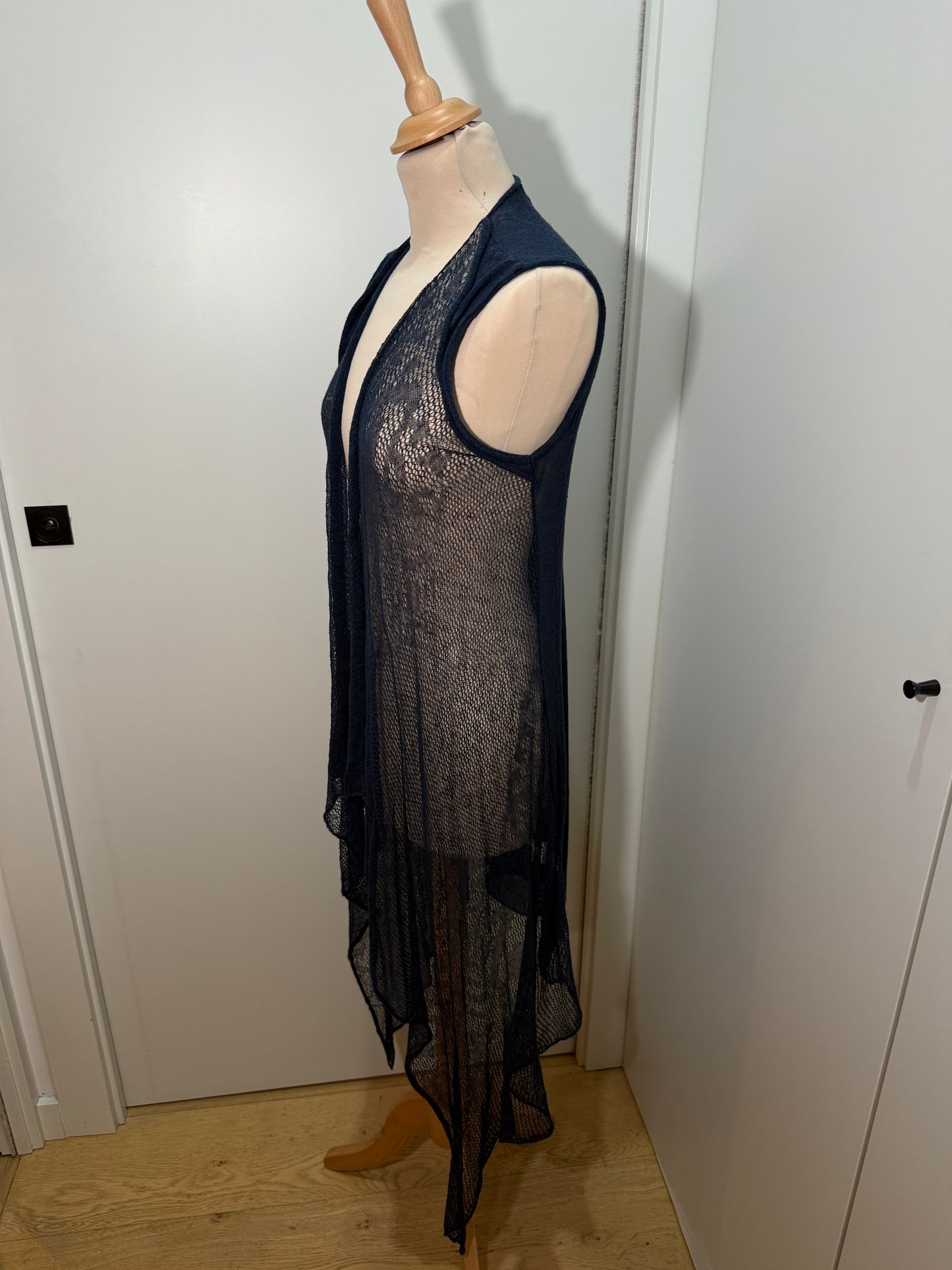 Navy Sheer Knit Vest Long DAVID VALLS (Pre-Owned)