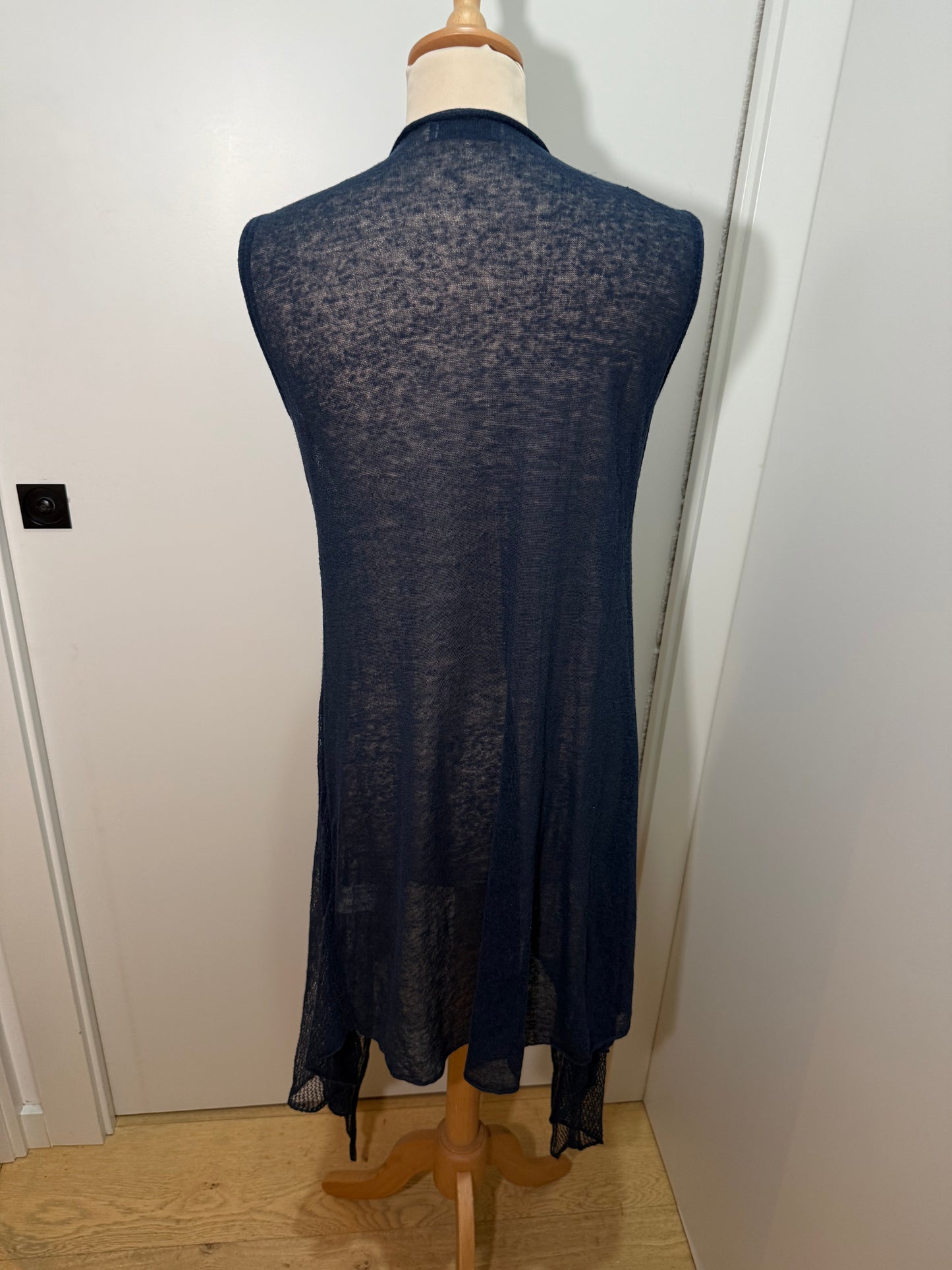 Navy Sheer Knit Vest Long DAVID VALLS (Pre-Owned)