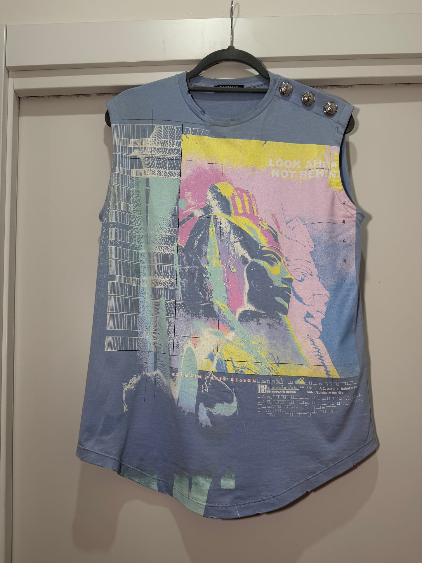 Graphic Sleeveless T-Shirt BALMAIN (Pre-Owned)