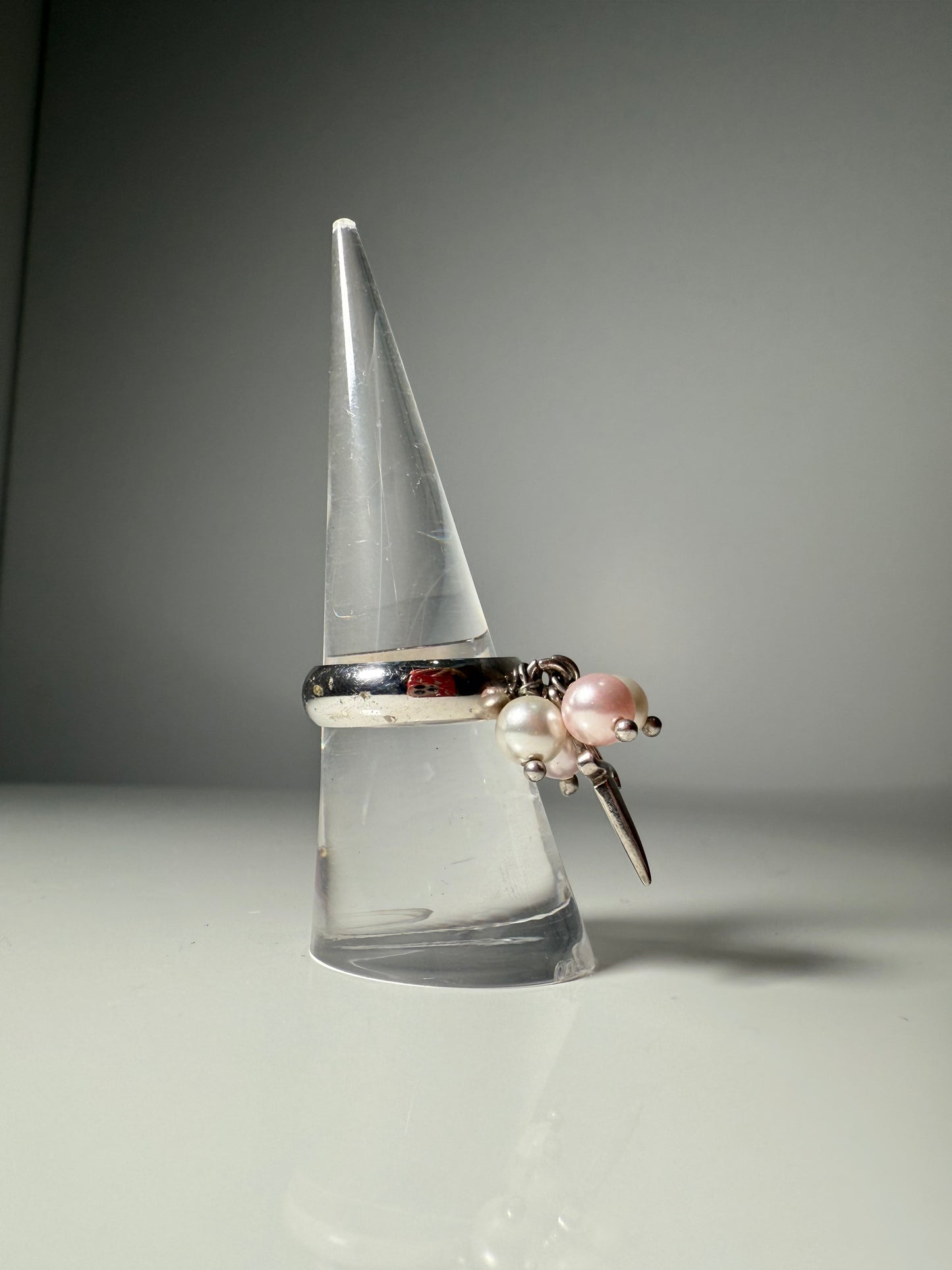 Dagger Pearl Charm Ring Silver Tone CESARE PACIOTTI (Pre-Owned)