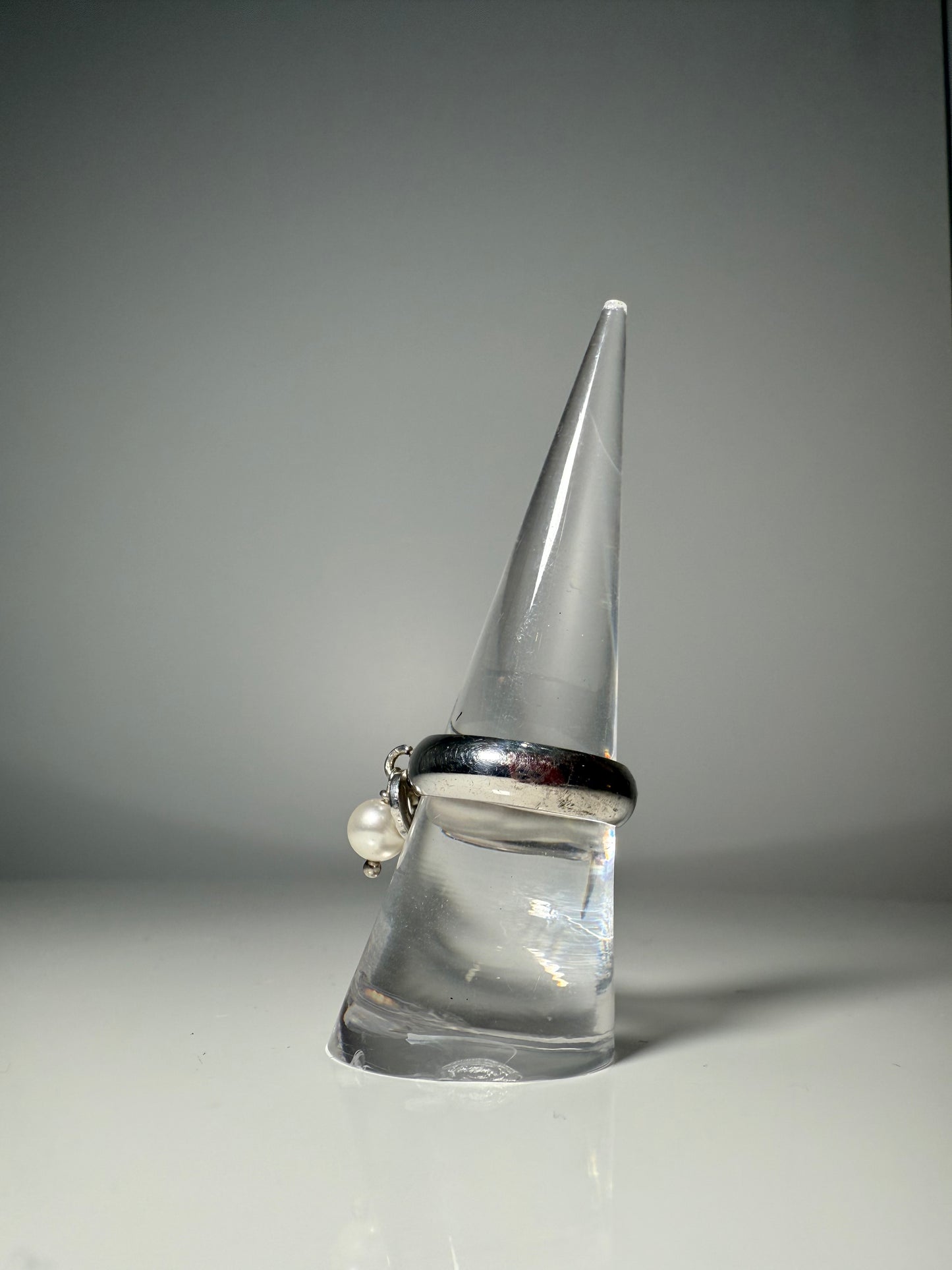 Dagger Pearl Charm Ring Silver Tone CESARE PACIOTTI (Pre-Owned)